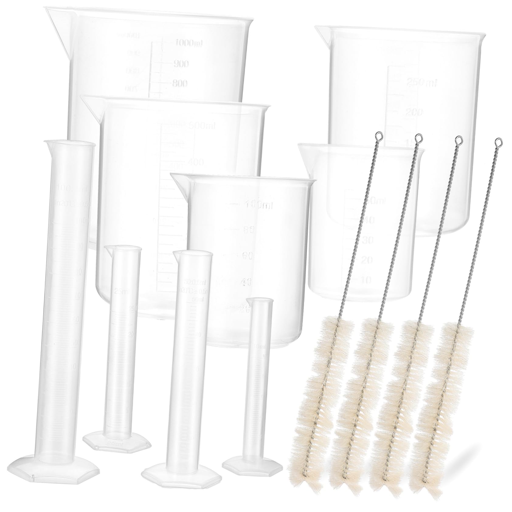 NAMOARLY 13pcs Graduated Cylinder Spray Nozzles for Bottles Measuring Cylinder Science Beakers for Tube Brush Vessel Tools Beaker Shot Glasses Liquid Measuring Tools Plastic