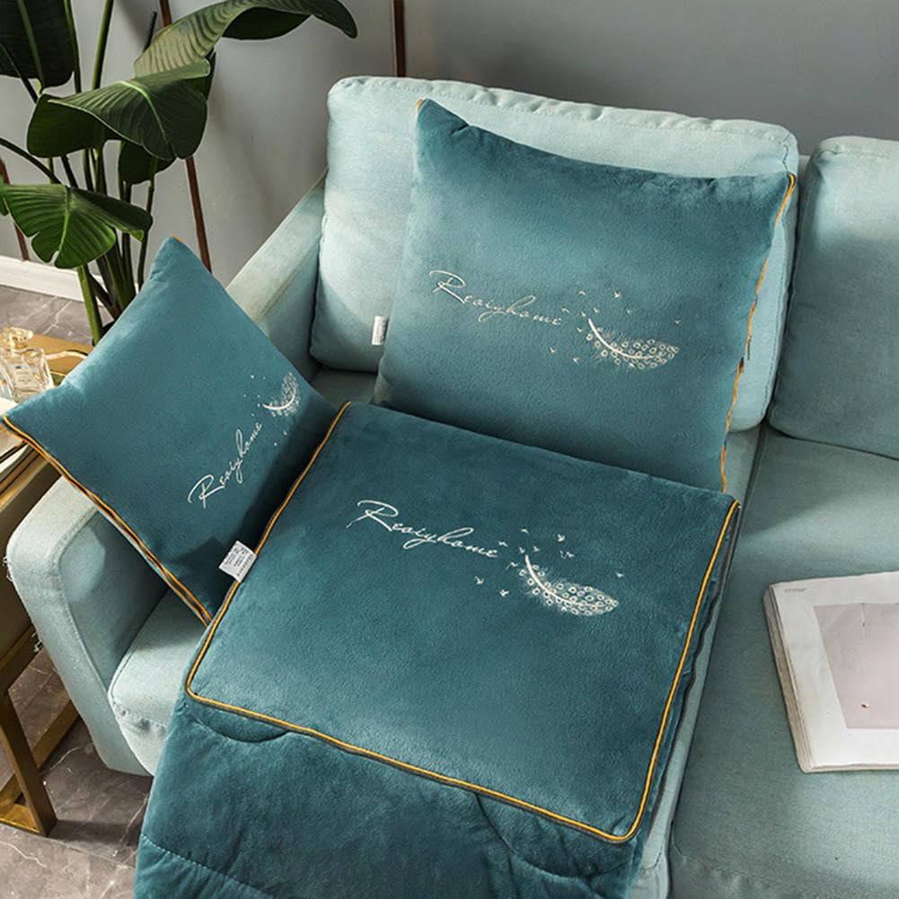 Set cuscino e coperta da viaggio, set coperta e cuscino in morbido peluche, con cerniera, cuscino e coperta da viaggio 2 in 1, coperta pieghevole per auto, necessità familiari (47 * 63 pollici)
