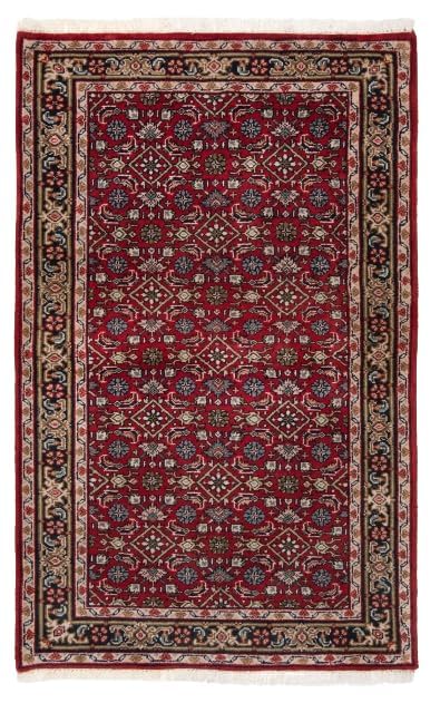 DEEP Collections Argentina Wool Rug - Red with Blue and Beige Floral Patterns and Herati Border
