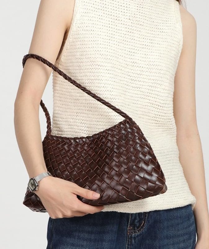 Bolso bandolera de poliuretano tejido vintage para mujer