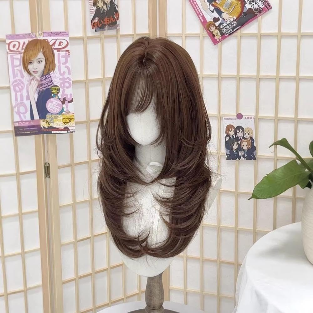 Haarpflege Perücke Für Frauen 50,8 Cm Lange Haarschichten Perücken Mit Pony Hochtemperaturfasern