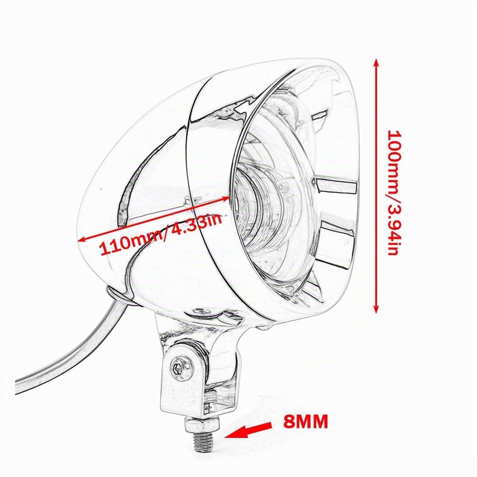 Spotlight Per Cruiser Per Chopper Per Cafe Per Racer Per Faro Anteriore Per Motocicletta Cromato Da 4'' 25W Lampada Fendinebbia A LED Retrò