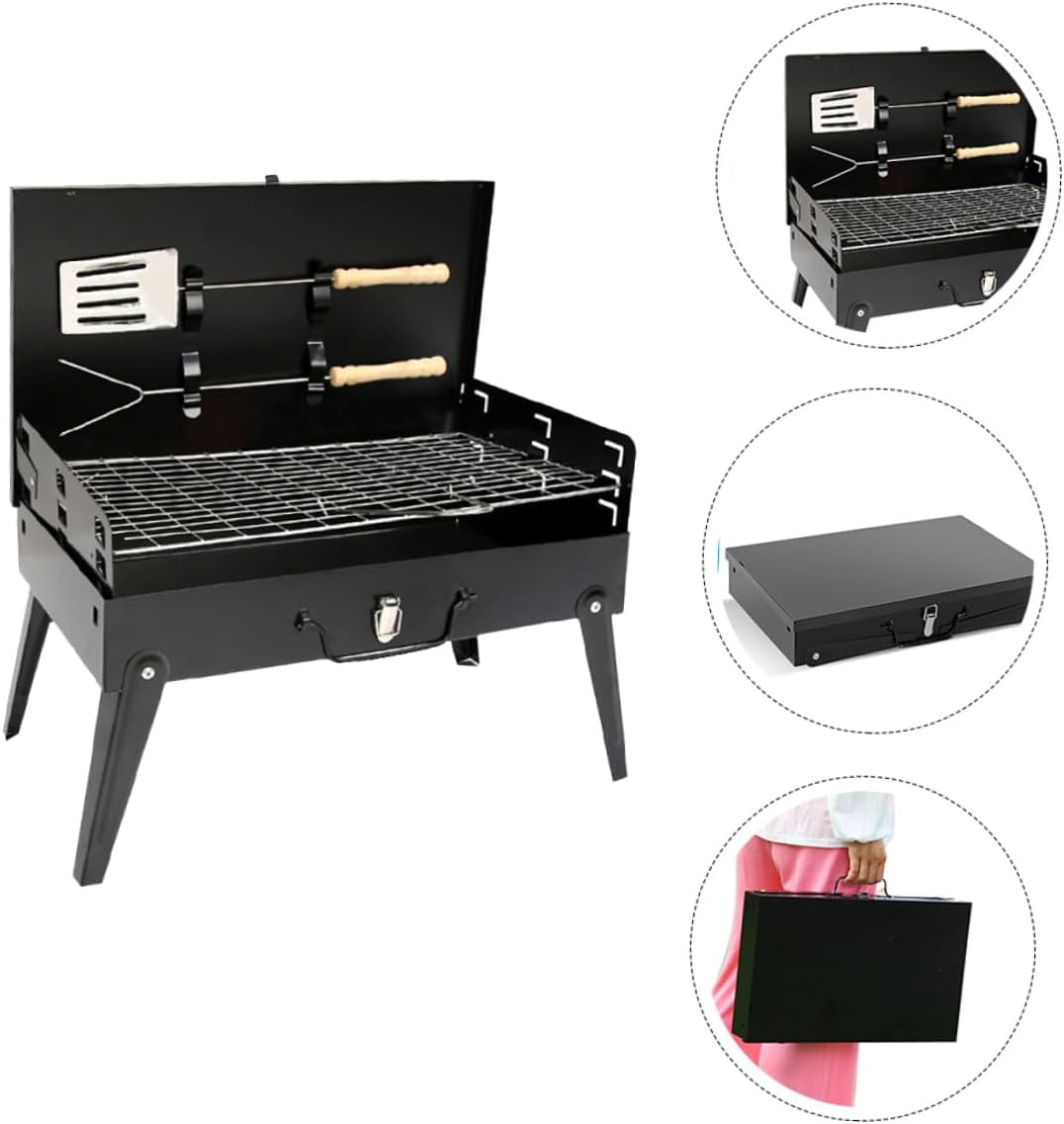 Portable Outdoor Bbq Grill Folding Stove with Accessories, 44x27x47cm Compact Camp Kitchen Grill for Picnic and Camping