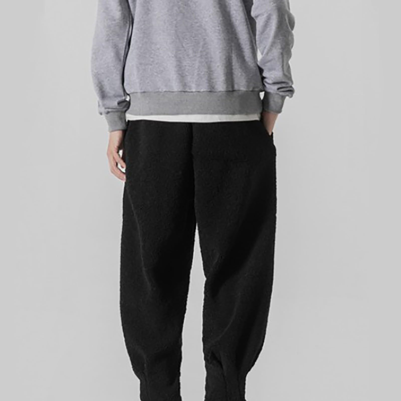 Pantalones deportivos suaves para hombre, pantalones mullidos para hombre, pantalones cálidos para correr, pantalones térmicos de invierno, pantalones deportivos acogedores con cordón de