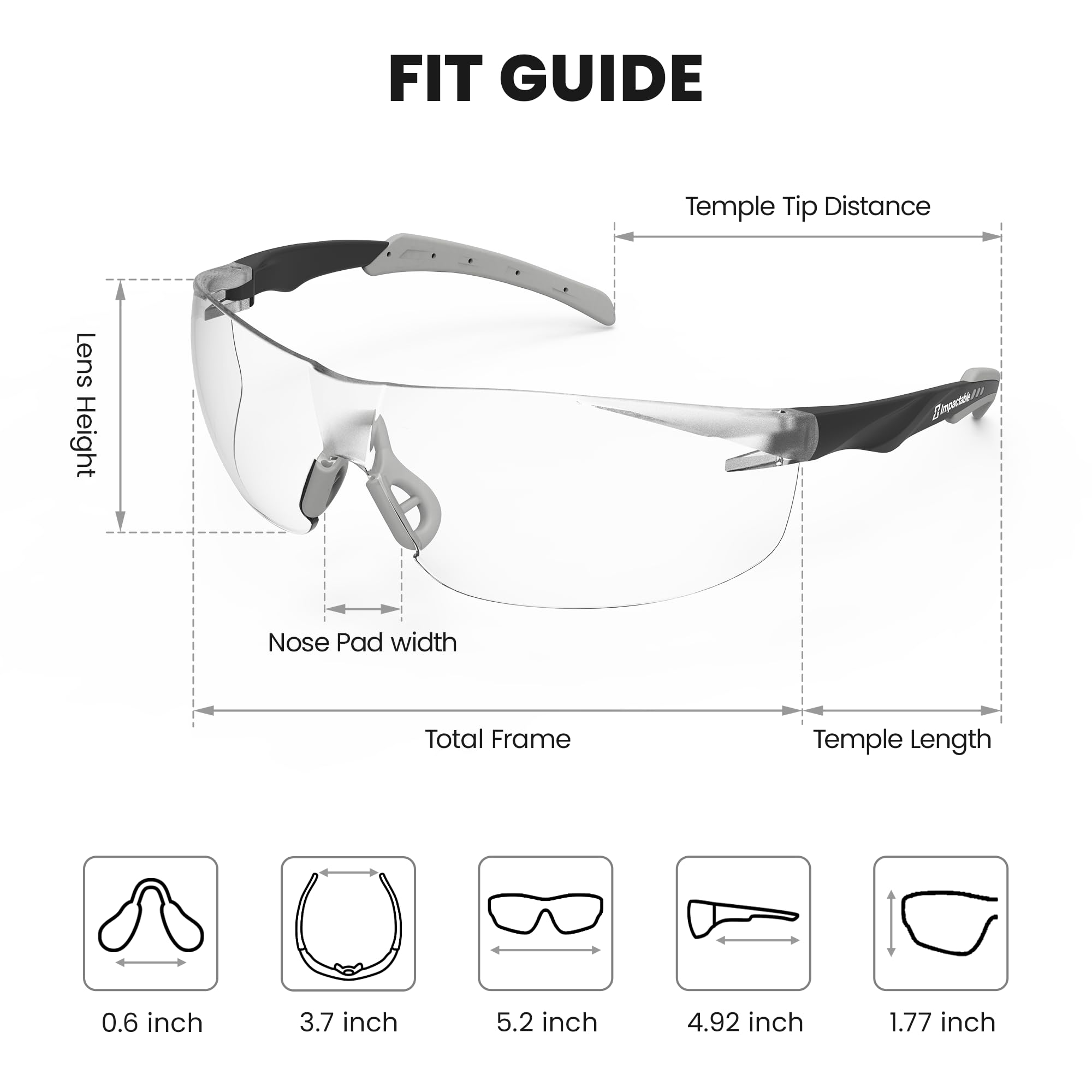 ANSI Z87.1 - Gafas de seguridad, antivaho, UV, resistentes a los arañazos, para protección ocular en el trabajo, deportes, tiro, pickleball, raquetball, lentes envolventes transparentes,