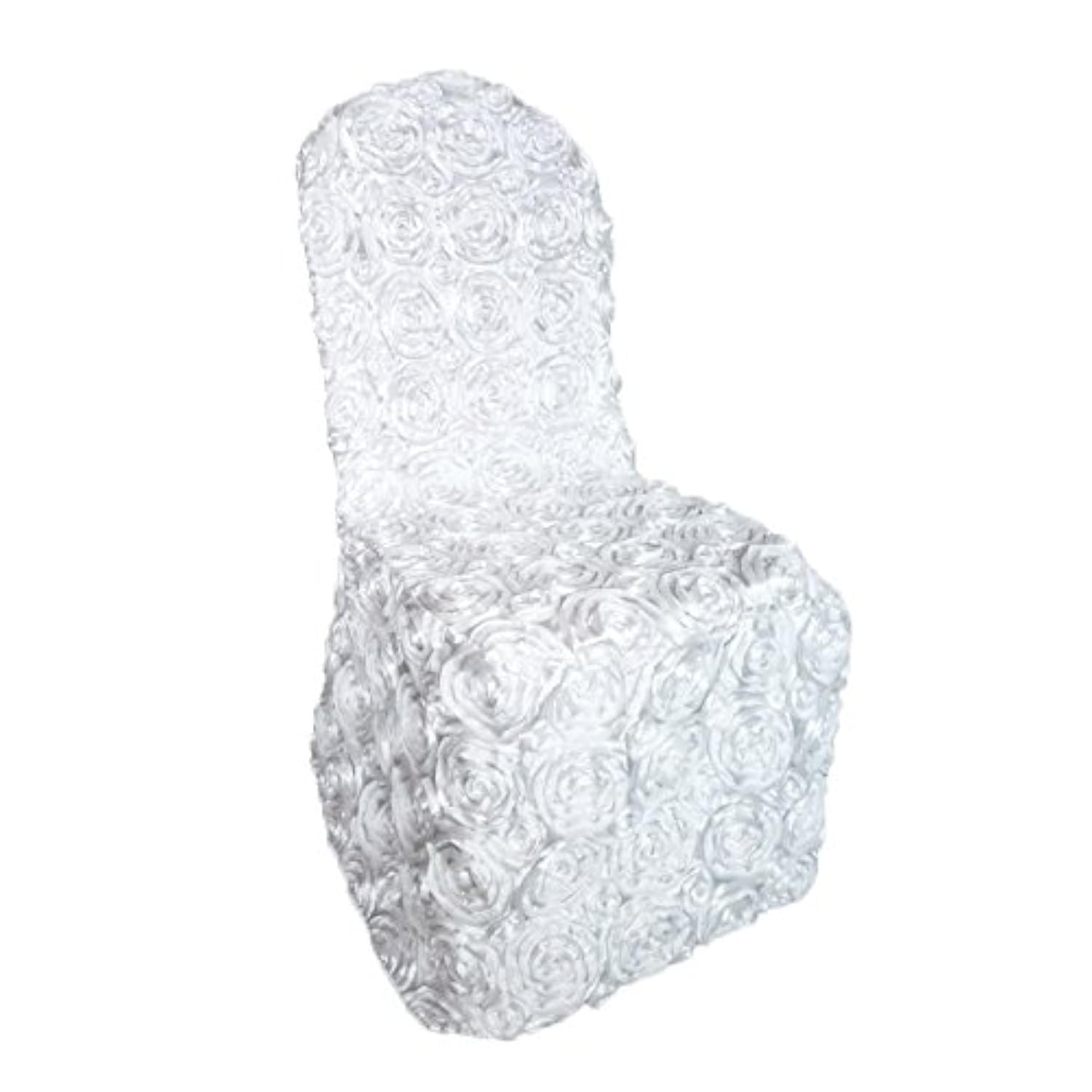 Luchuan 3D Solid White Rosette Banquet Wedding Dining Chair Covers