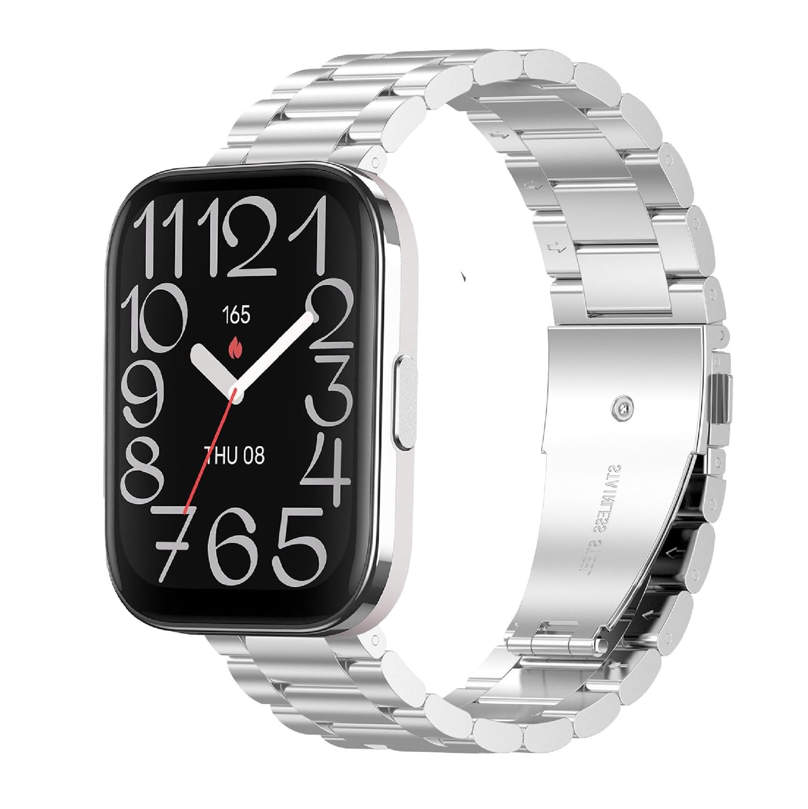 GIOPUEY Correas Compatible con Amazfit Bip 5 Unity, Acero Inoxidable La Correa [Resistente al Desgaste] Pulsera - Silver