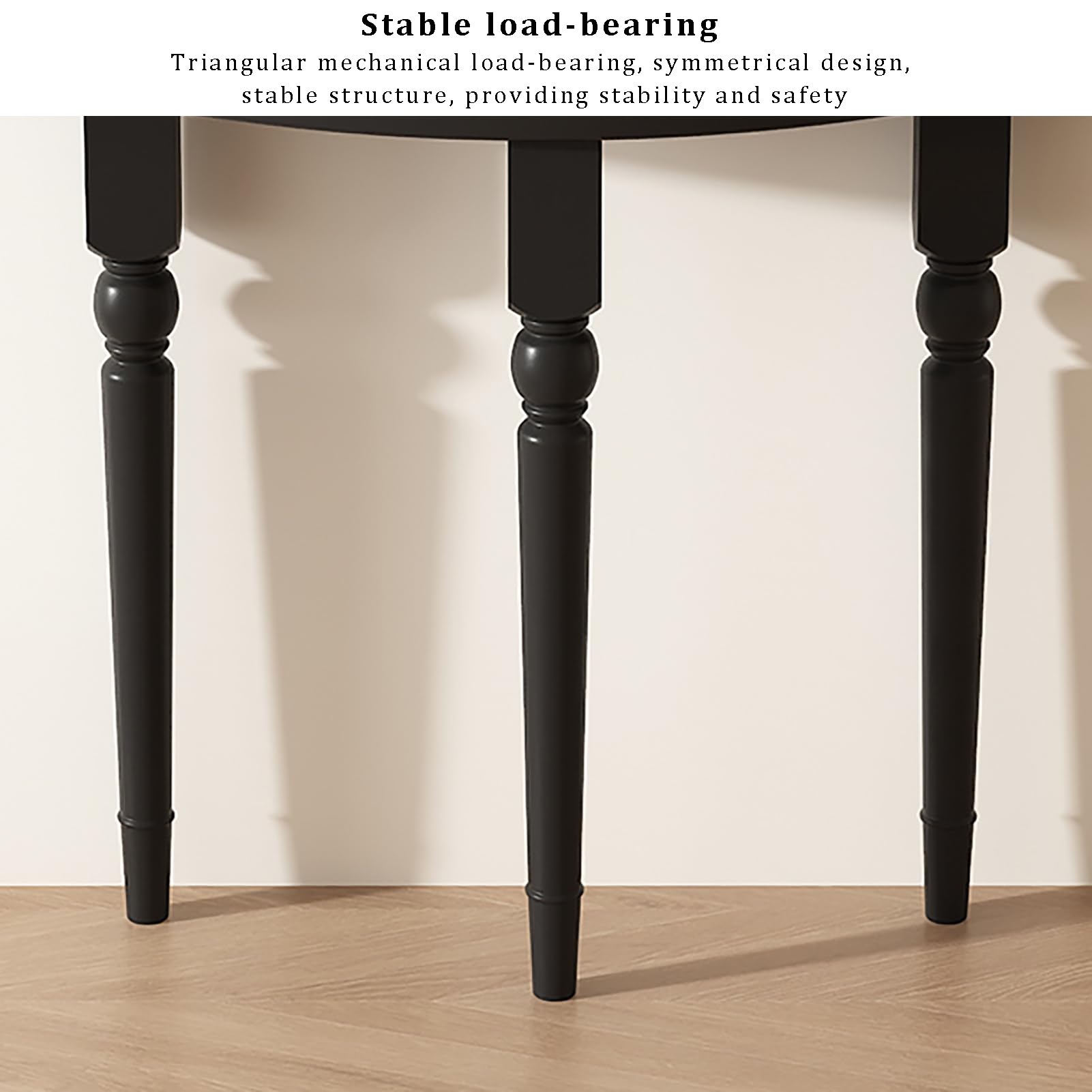 Stół konsolowy z litego drewna, półksiężyc, elegancki design vintage do wąskich wejść i salonów, łatwy montaż