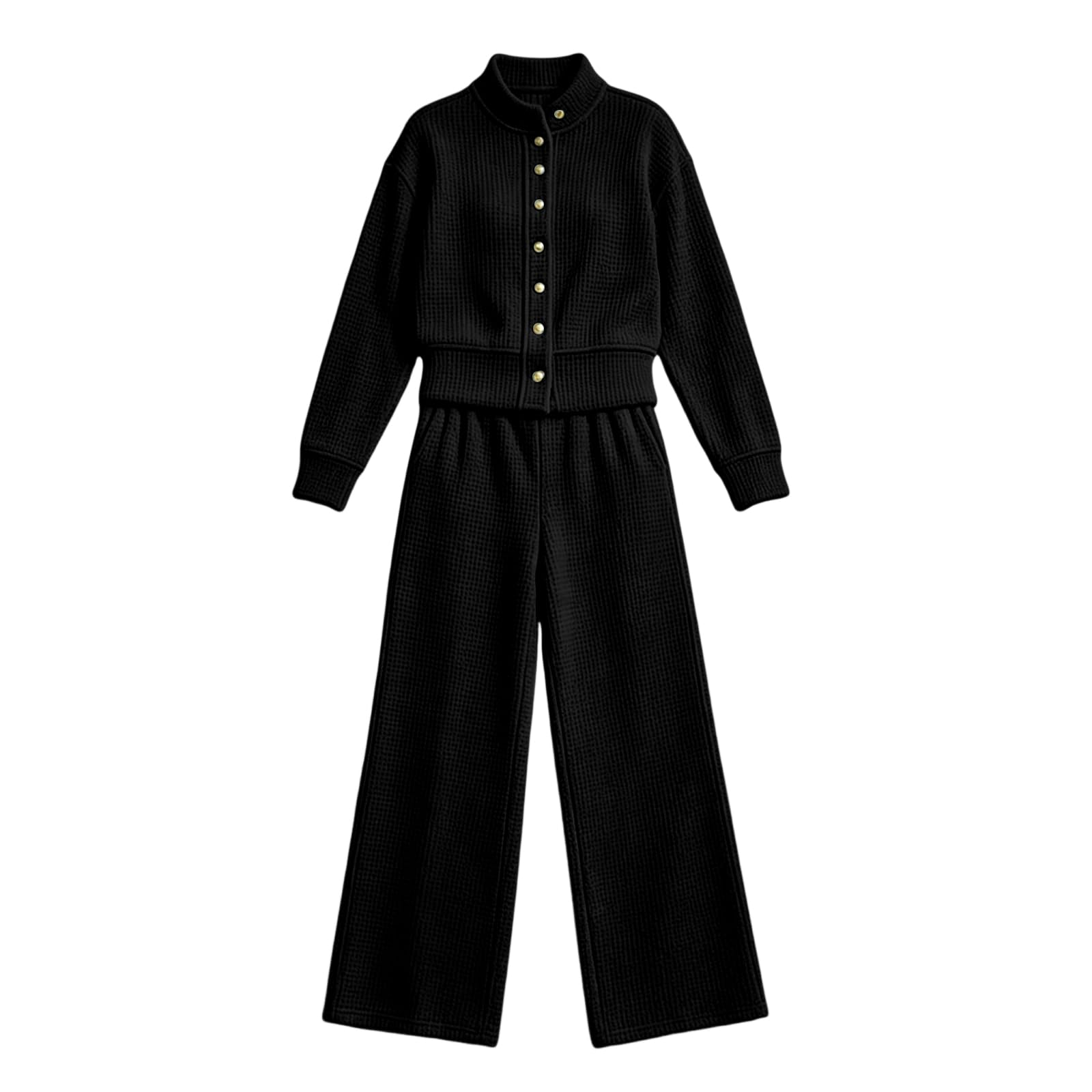 Tuta Donna Sportiva Curvy Completo Waffle Felpa e Pantaloni Larghi