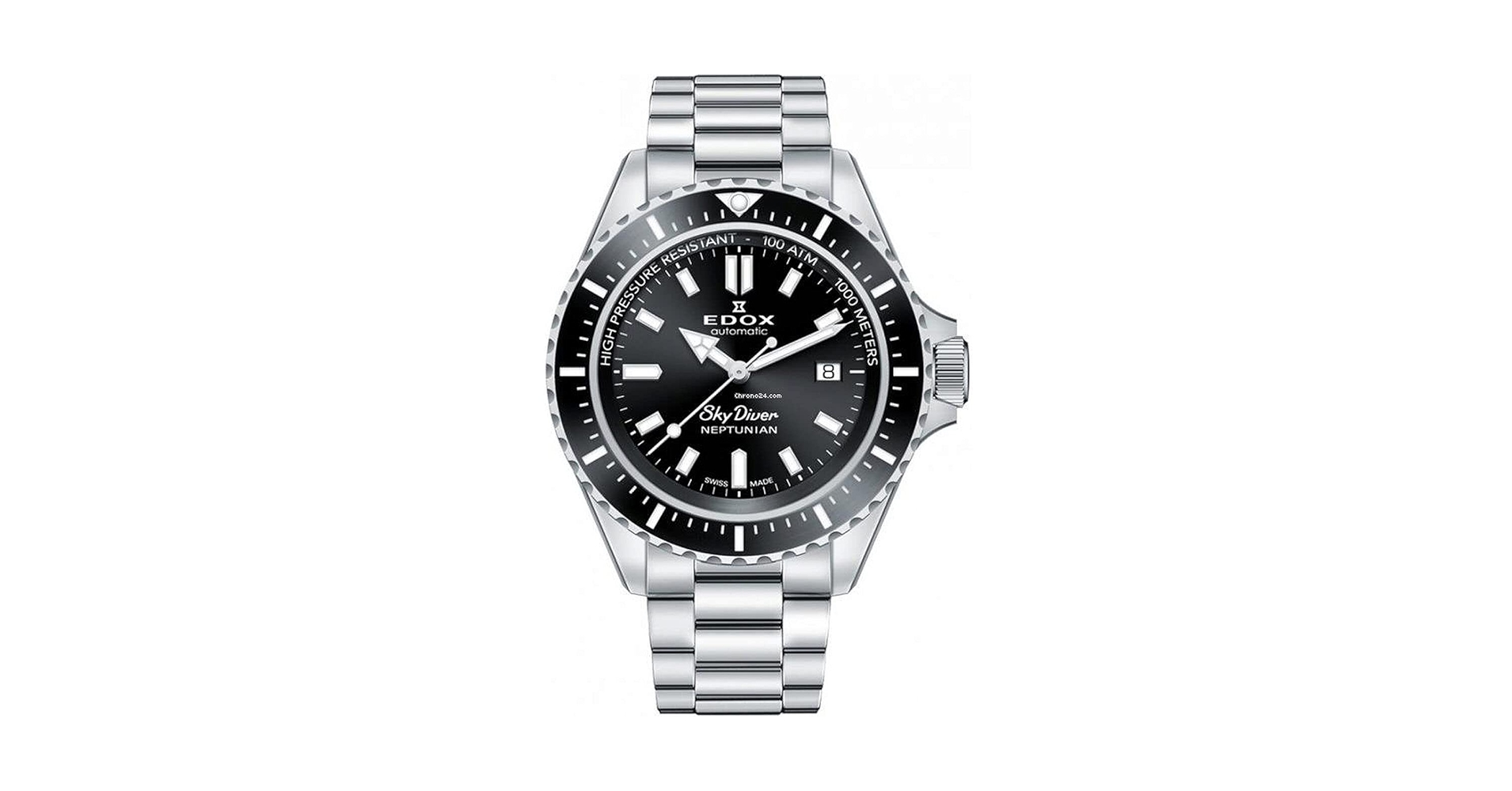 Amazon.com: Edox Skydiver Neptunian Automatic Black Dial