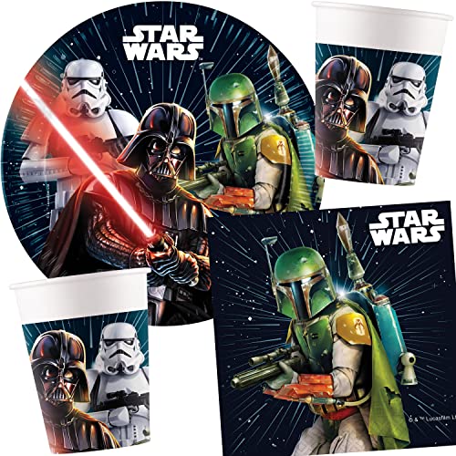 Procos 10215307DY - Partyset Star Wars Galaxy, 46-delig wegwerpservies voor verjaardags- en themafeestje, tafeldecoratie