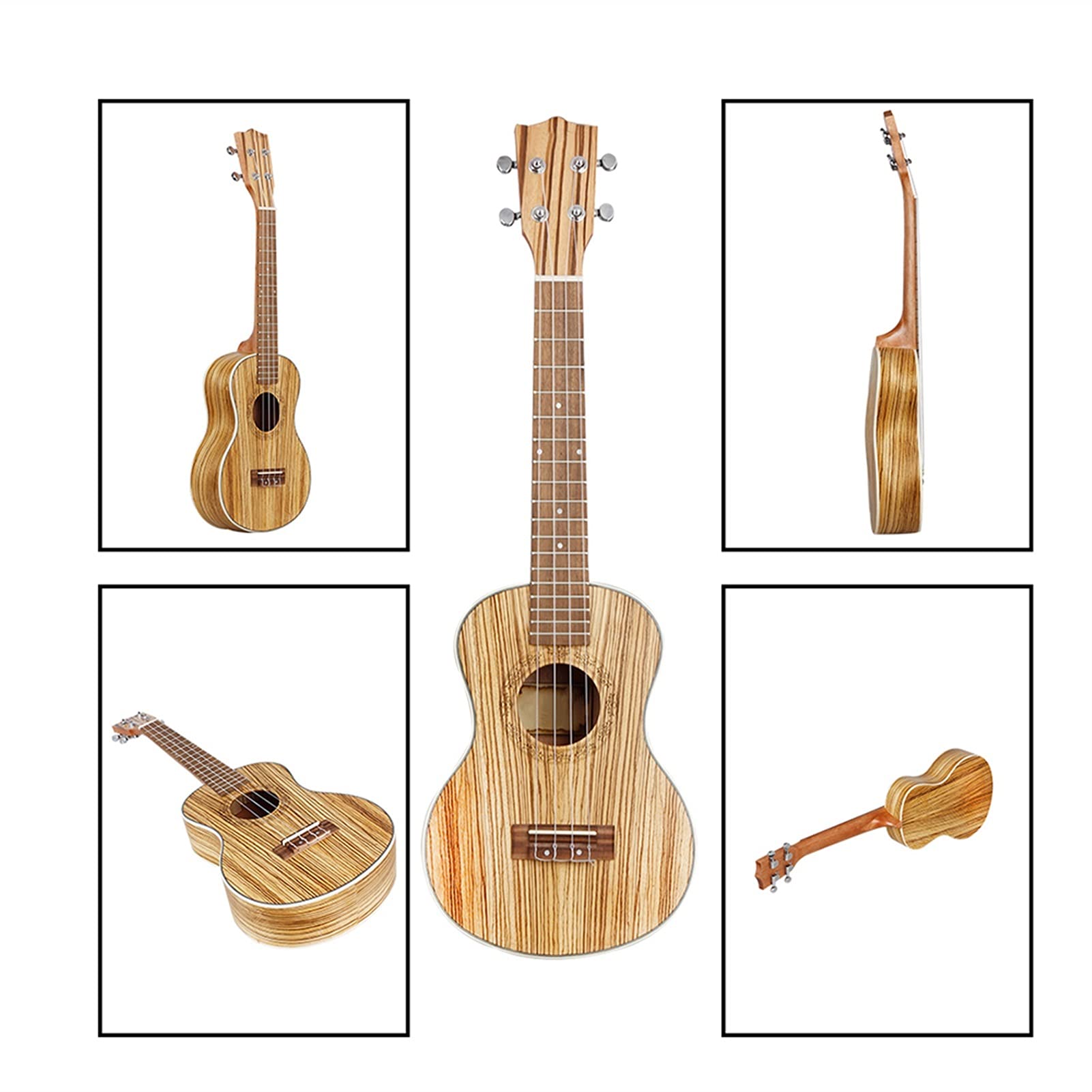 Ukulele Bausatz Konzert-Ukulele 24 26-Zoll- Ukulele Hawaiianer Schnur Zebra- Holz Ukulele Sopran-Mini-Gitarre-Set-Klavier-Tasche (Color : 26 Inch Ukulele)