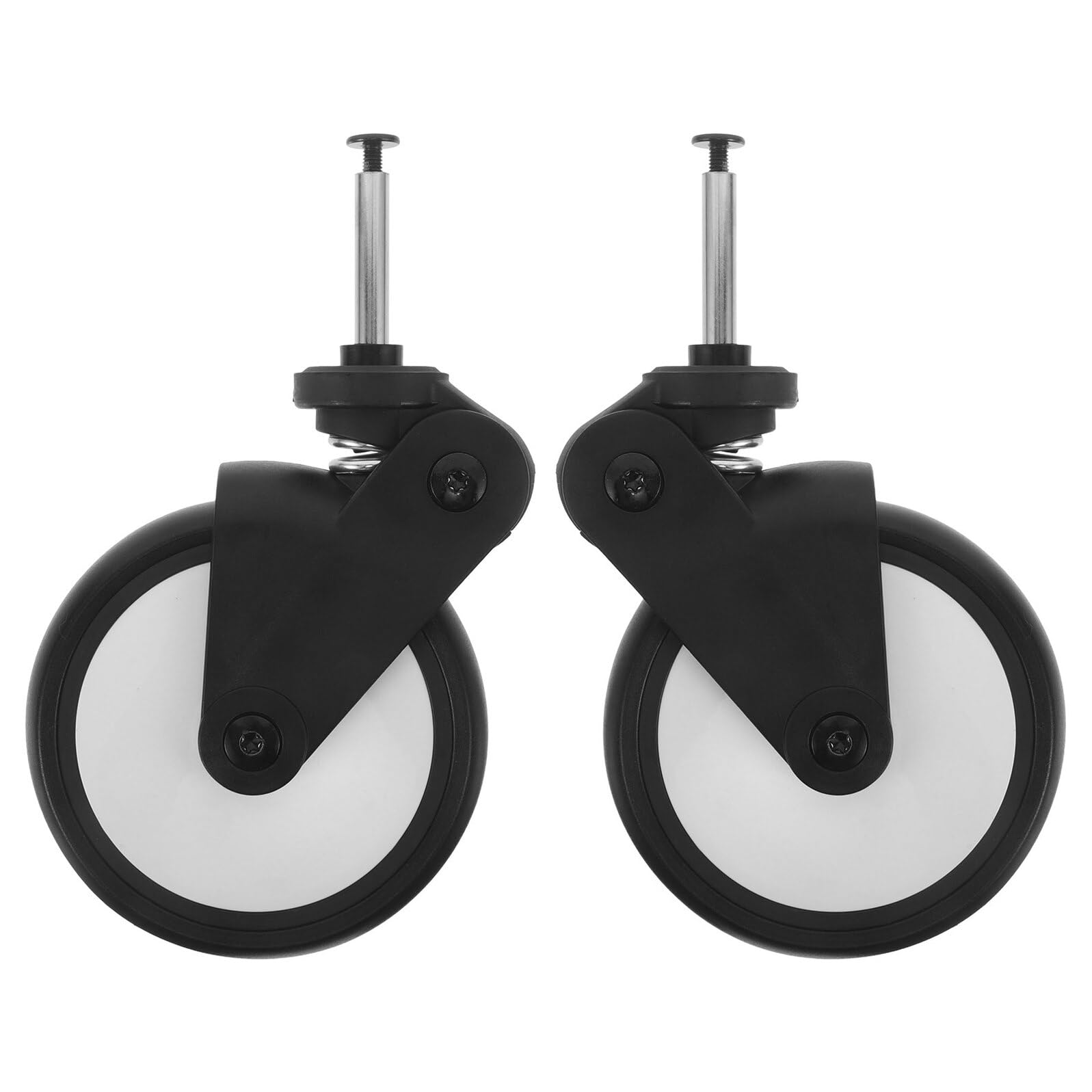 1 Paire de Roues de Rechange en Caoutchouc 13 Cm avec Tige de Direction pour Poussette Bébé, Roues Avant Adaptées pour Trotteur, Remplacement Solide, Accessoires Poussette
