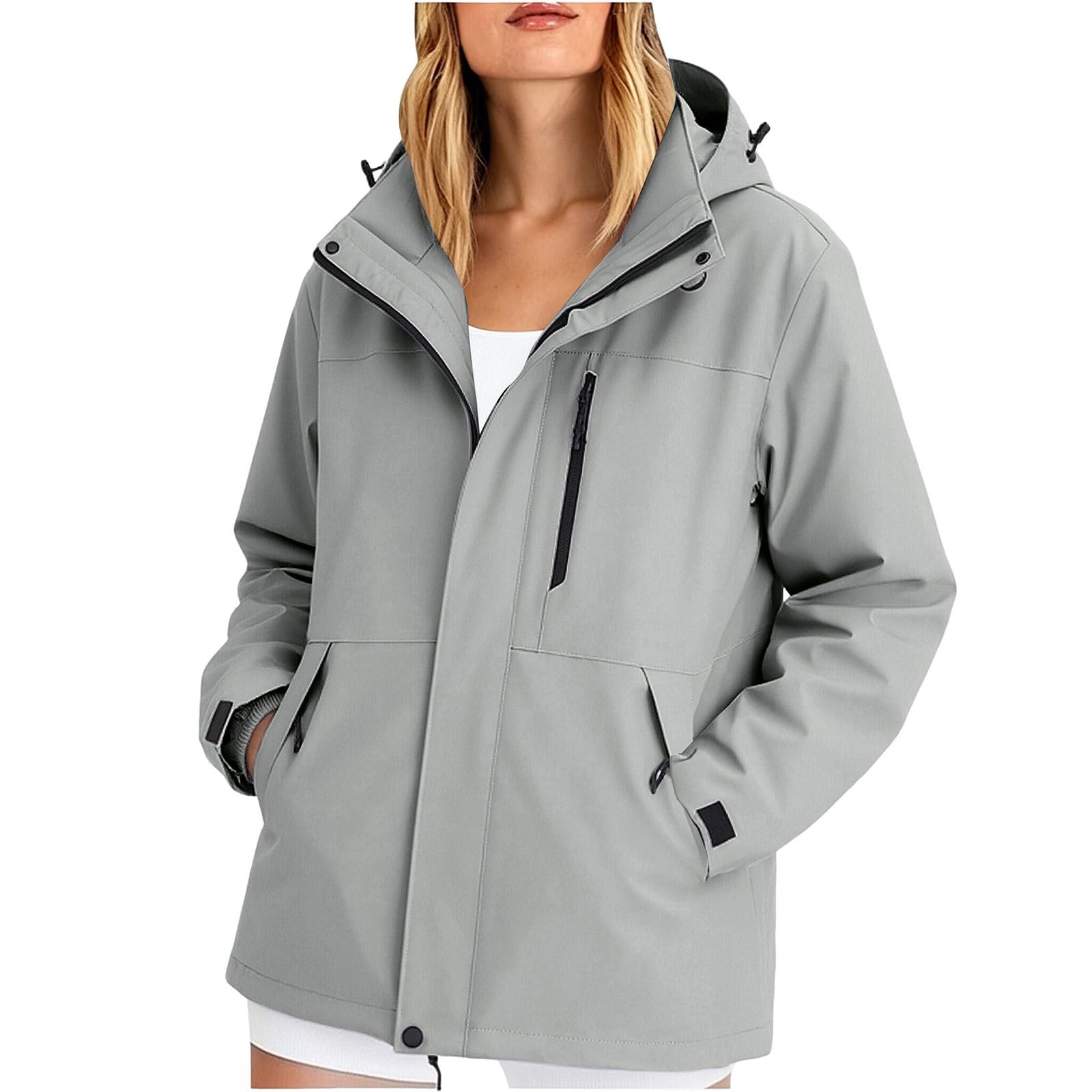 Chubasquero para mujer, impermeable, transpirable, ligero, con capucha, chubasquero para senderismo, chaqueta para exteriores, cortavientos, trekking, chaqueta deportiva Softshell, cómoda chaqueta