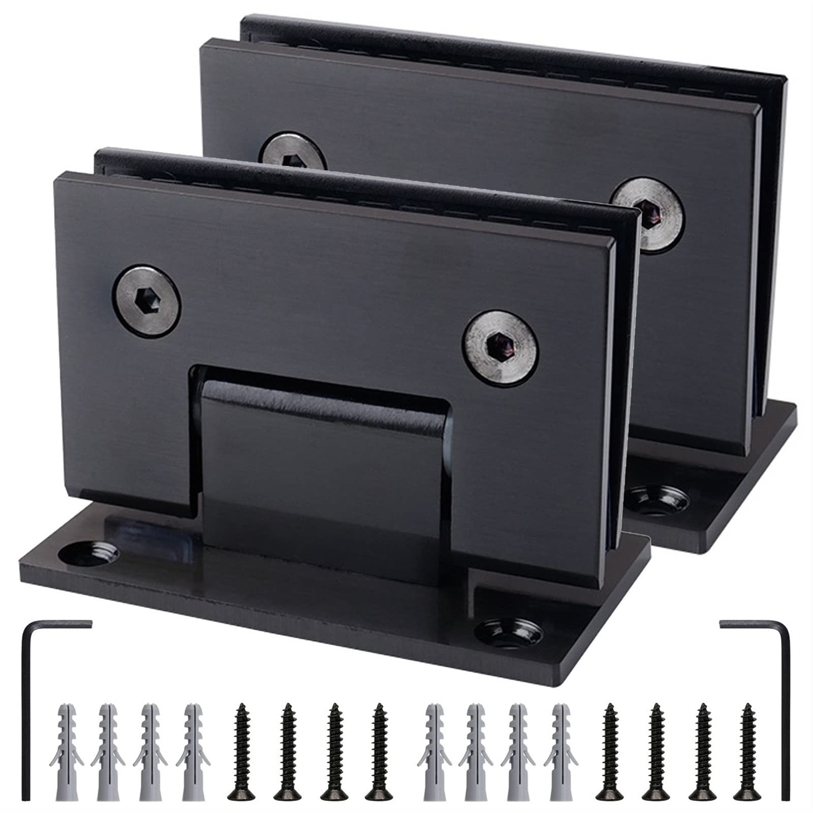 AUNANGLJSCS 2 Pieces of 304 Stainless Steel Glass Door Hinge, Black 90° Two-Way Bathroom Clip, 8-12mm Frameless Shower
