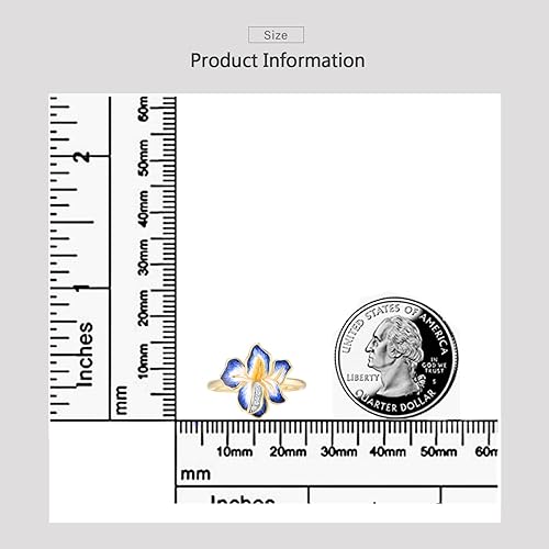 Miniatura 5 de Santuzza Anillo de diamantes auténticos de oro macizo de 10 quilates para mujer