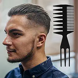 1 Pente masculino largo para desembaraçar as costas grandes para cabelos cacheados molhados ondulados e grossos salão de beleza ferramenta de penteado, 19,7 x 6,6 x 0,3 cm