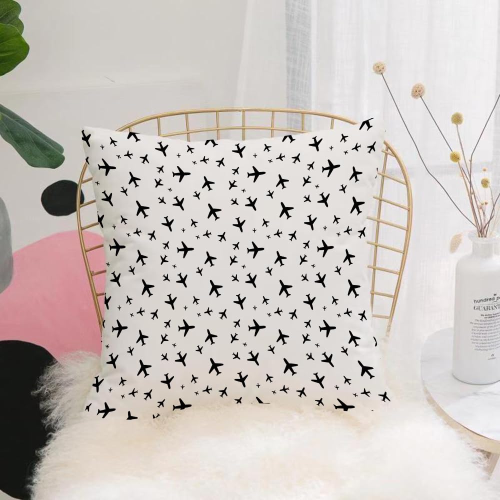 HYOSXW Cushion Cover,Throw Pillow Case Home Decorative for Living Room Bedroom Sofa Chair 16X16 Inch,Airplane pattern. Plane seamless texture. Planes in the sky,Pillowcase 40X40cm