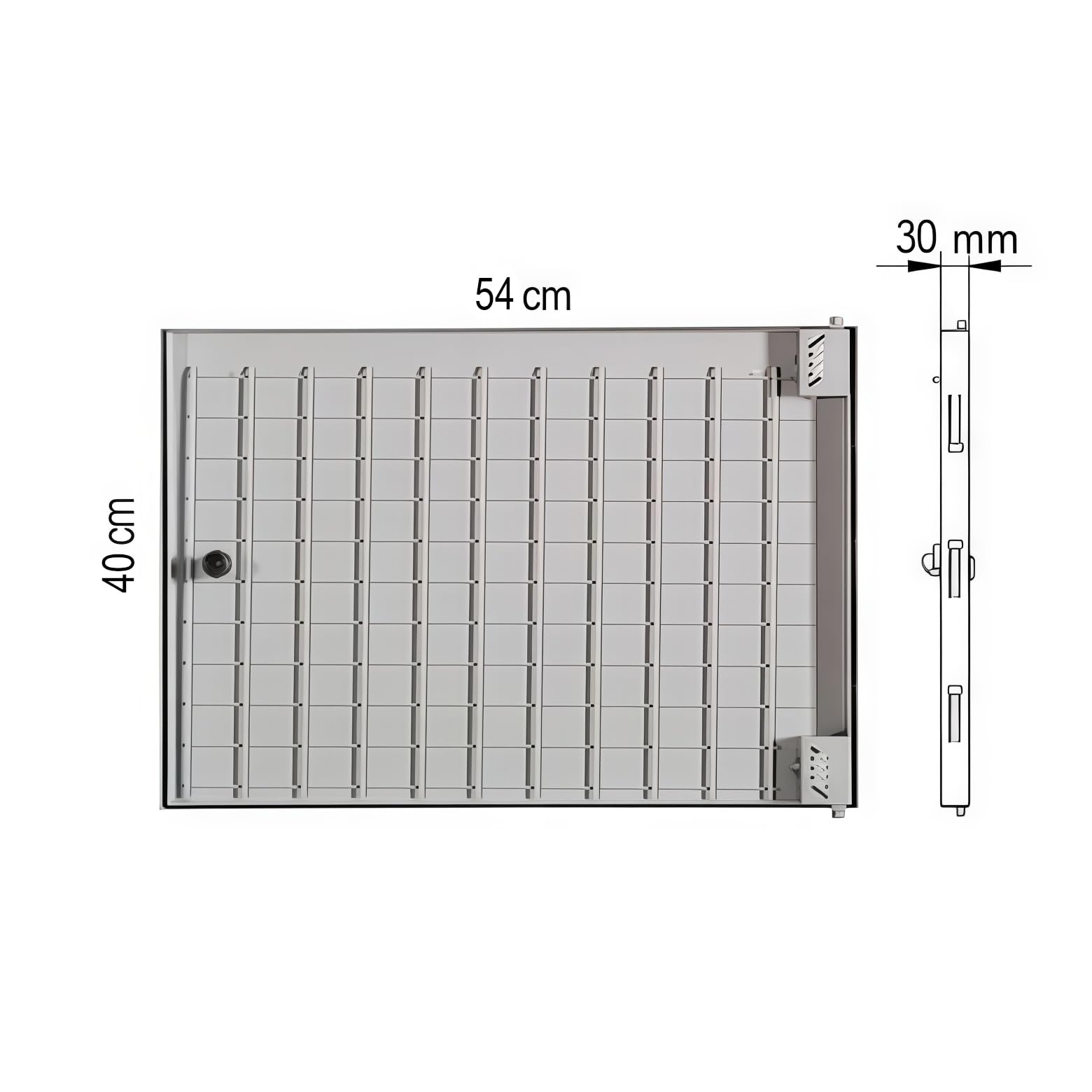 Puerta panelable contador rellenable 54x40cm. Tapa metálica para registros de agua y luz de fachadas