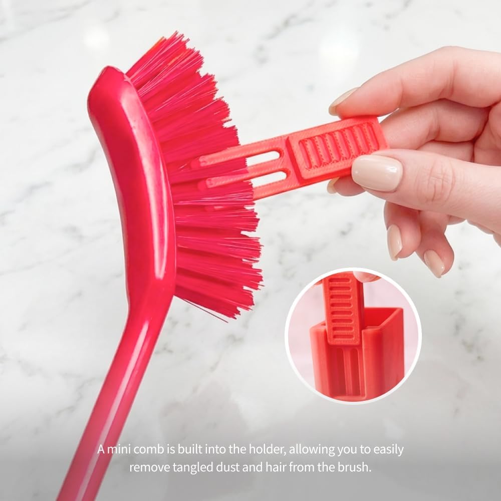Vikan Brush Holder with Built in Cleaning Comb for Utility Detail and Dish Brushes (Sky Blue, Narrow Dish Brush Holder)