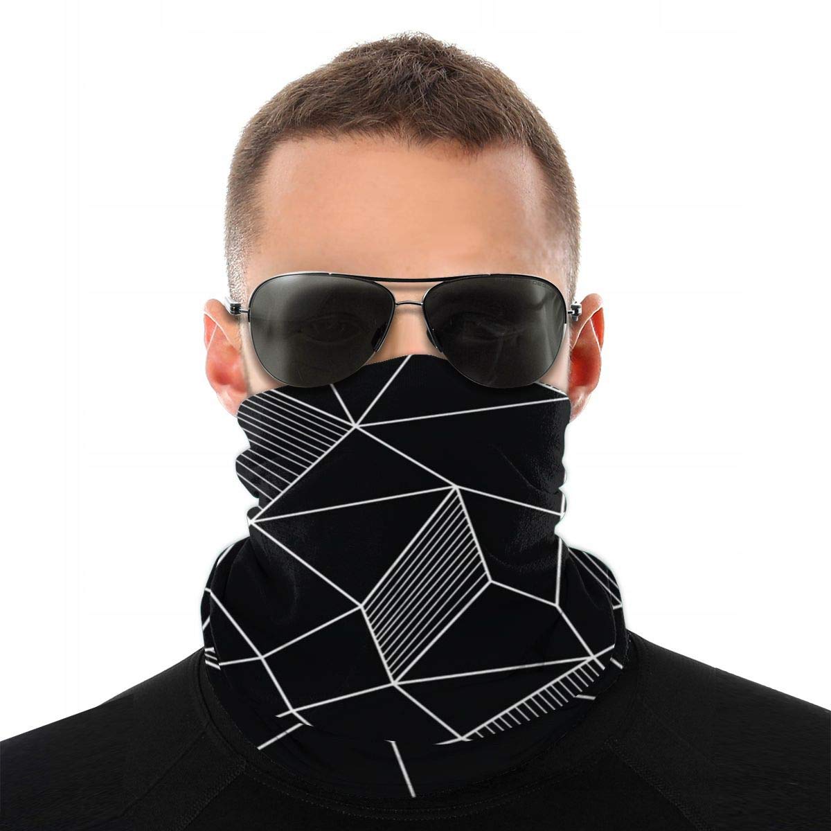 Neck Gaiter Face Mask Scarf - USA Made, Sun & Dust Protection For Sports, Red Crossbones Print - View #12