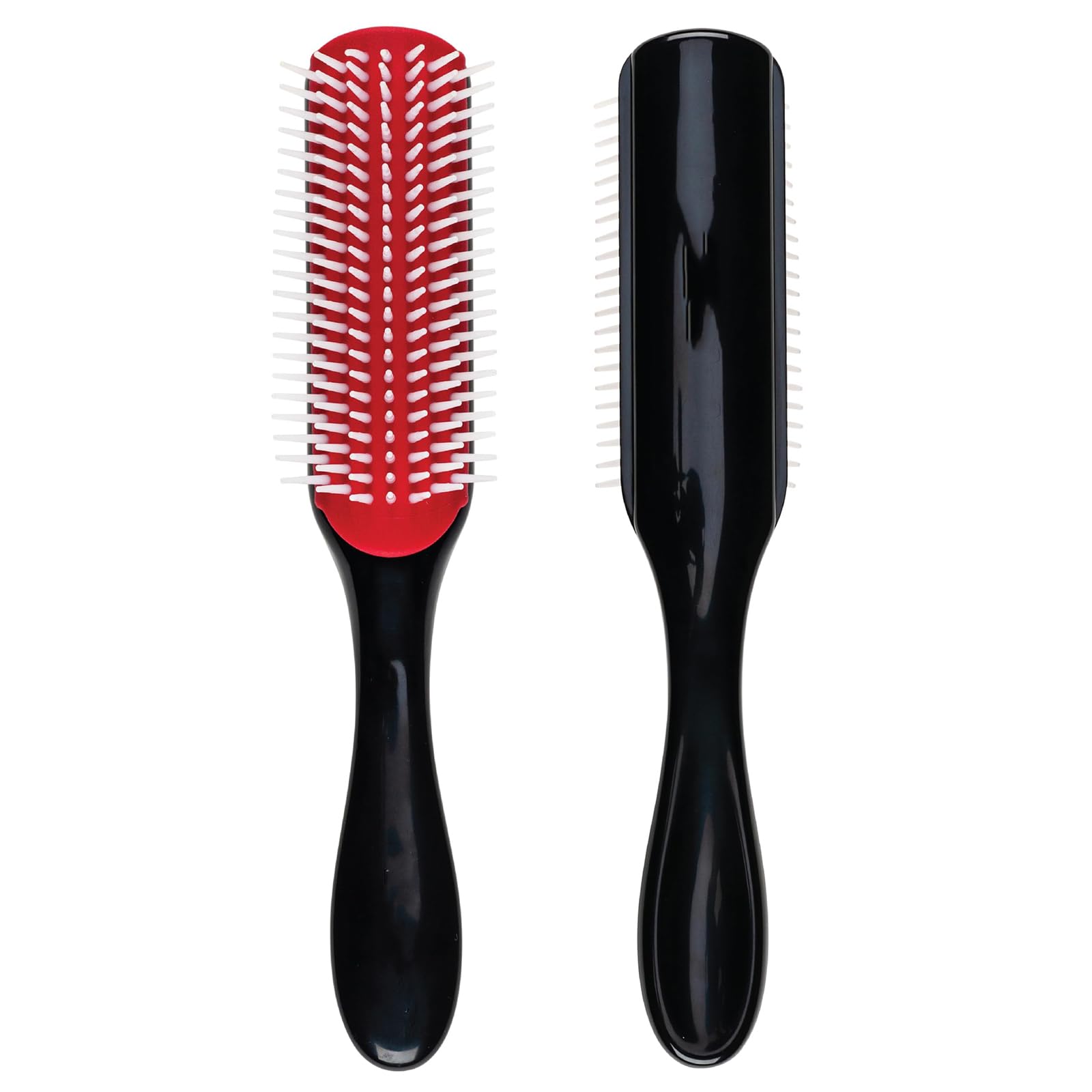 Curly Hair Brush D3 (Black & Red) 7 Row Styling Brush for Detangling Separating, Shaping and Defining Curls - For Women and Men