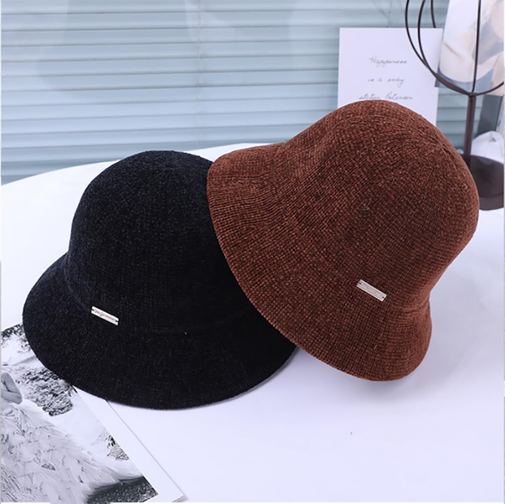 DOCILA Chapeau Bob Réversible En Velours Côtelé Pour Femme - Chapeau De Pêcheur Chaud En Fausse Fourrure Coupe-vent D'hiver - Marron - Taille M