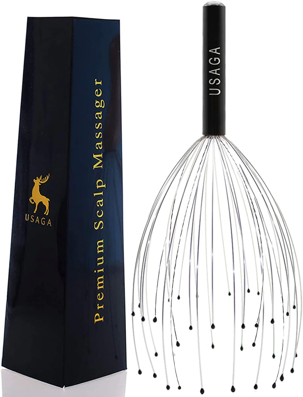 USAGA 36 Fingers Head Massager Scalp Massager Head Scratcher, Stocking Stuffers Gift for Scalp Body Relaxing (Black)