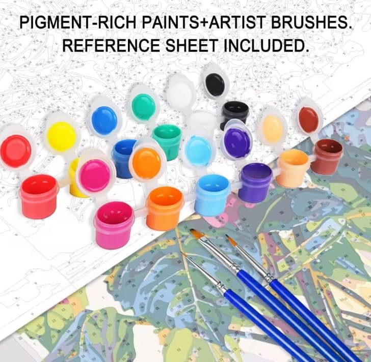 AIRDEA Perroquet Peinture Numero Adulte, DIY Kit Activité Manuelle Peinture Acrylique, Cascade Peinture par Numero Adulte avec Pinceaux et Acryliques pour la Décoration Maison 30x40 cm (Pas de Cadre