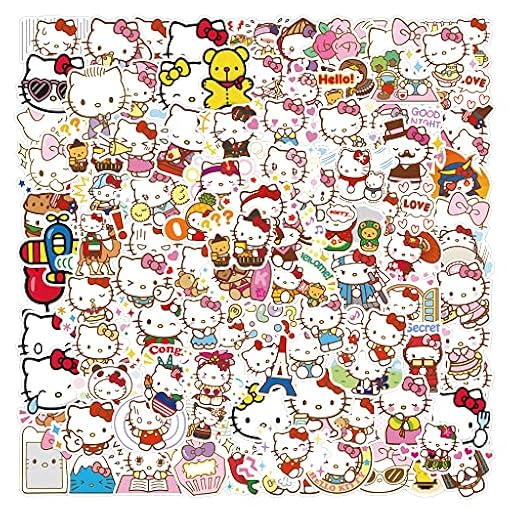 100 calcomanías de vinilo troqueladas de Hello Kitty, paquete variado - Para laptop, botella de agua, álbumes de recortes, tableta, monopatín, interior/exterior | Ya disponible en tu tienda friki favorita! En mundofriki.es!