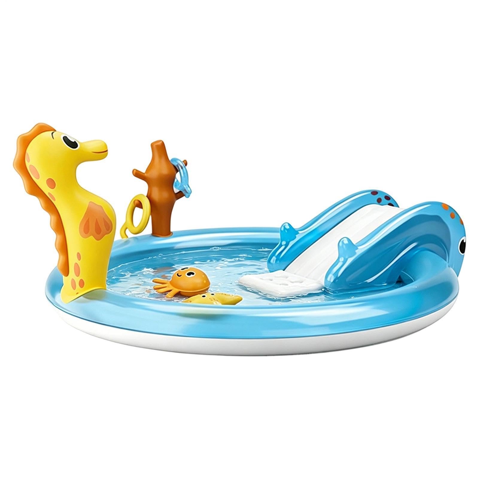 Piscina Per Bambini Con Scivolo - Giocattolo Gonfiabile Esterno Tema Mare,Piscinetta da Giardino per Piccoli,Per Bambini Giardino Spiaggia Campeggio Scuole 'Infanzia Asili Vacanza Festa Di Compleanno