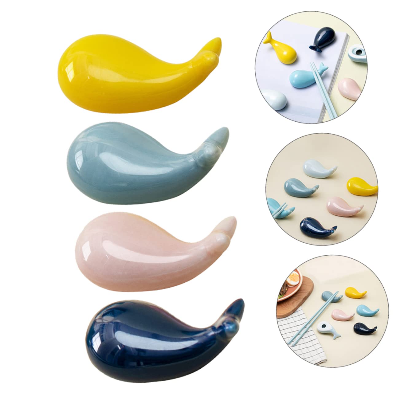 Repose-Baguettes, Supports à Baguettes pour Restaurant, 4 pièces, Supports en céramique, cuillère en céramique et