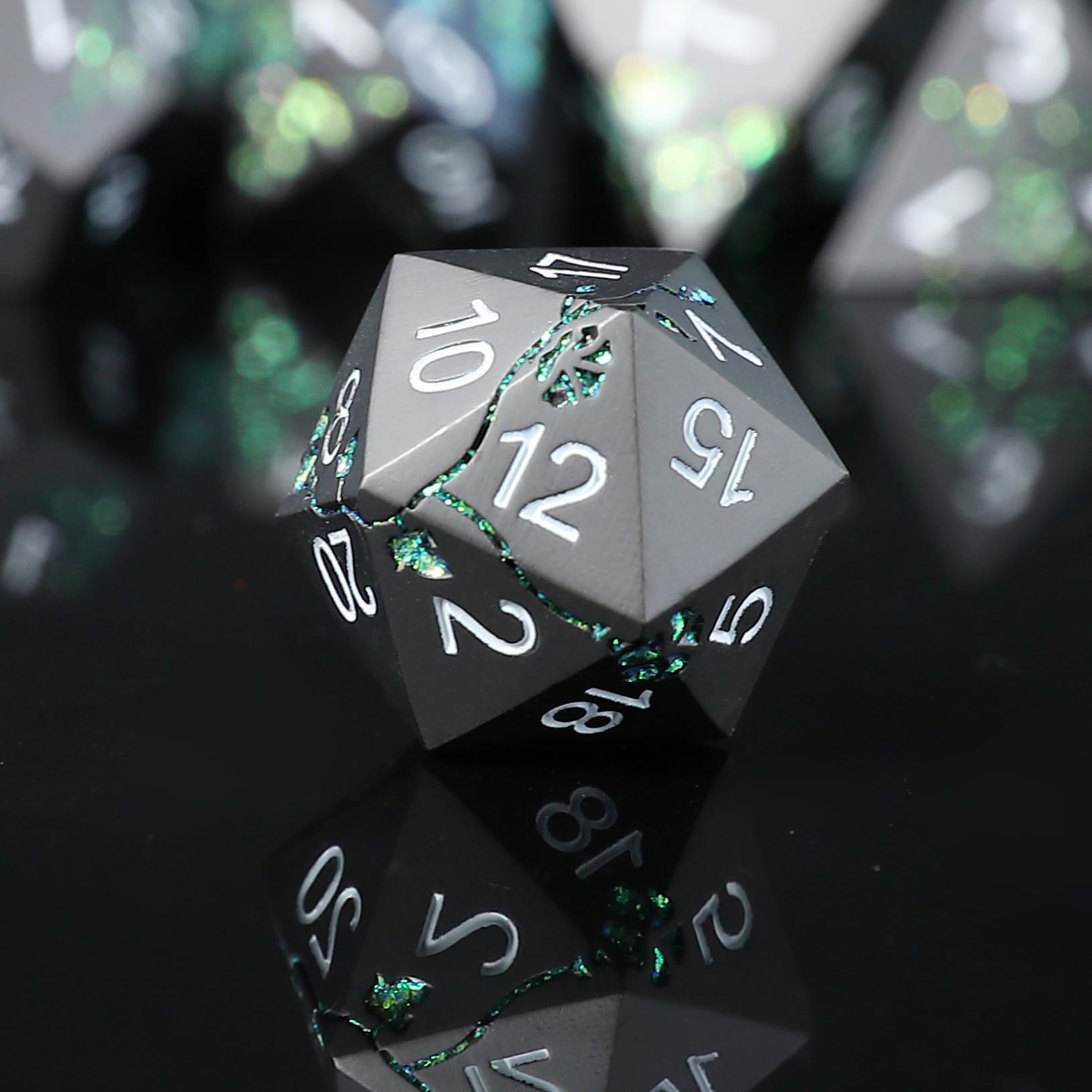 Elifel Metal DND Dice Set 7 PCS Flower Metallic Heavy Solid D&D Dice Set for Dungeons and Dragon TTRPG Tabletop Role Playing Game - Image 2