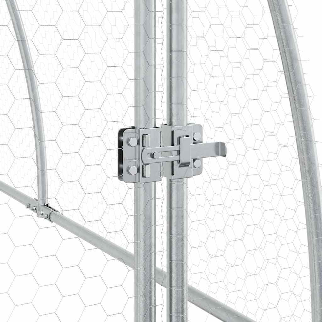 vidaXL Hühnerkäfig, Hühnerstall mit Schwenktür, Freigehege für Hühner Kleintiere, Hühnerhaus, Silbern Verzinkter Stahl