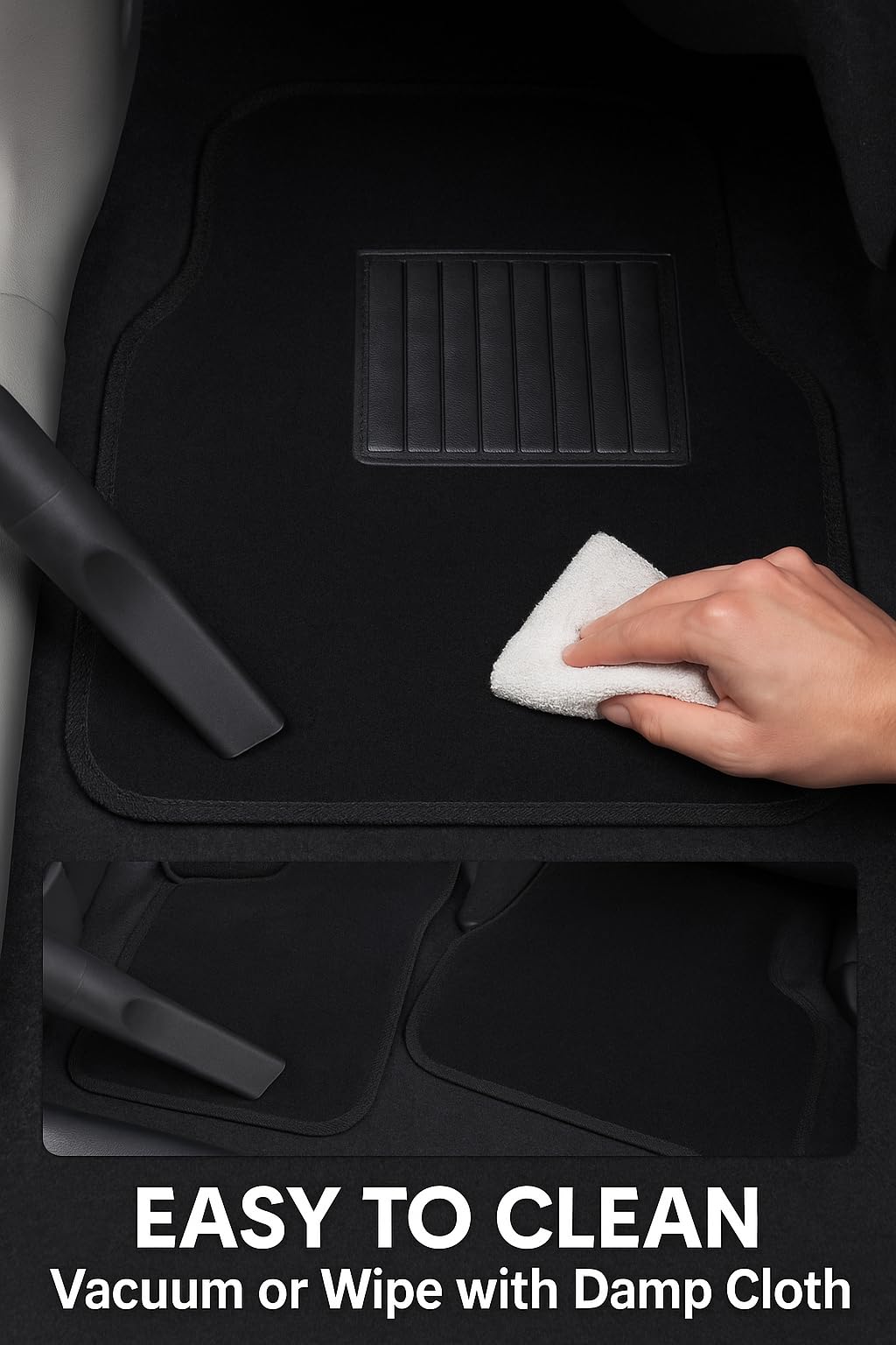 Black Universal Carpet Auto Floor Mats 4 Piece — view 7