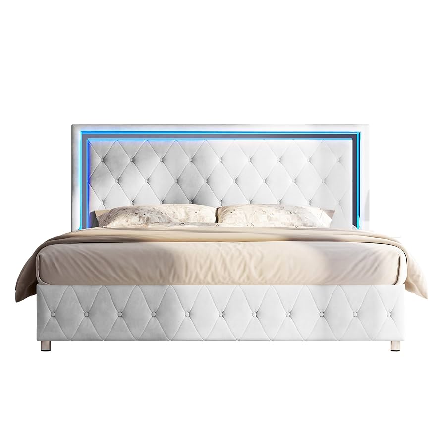 Amazon.com: Jocisland Queen Bed Frame with LED Lights