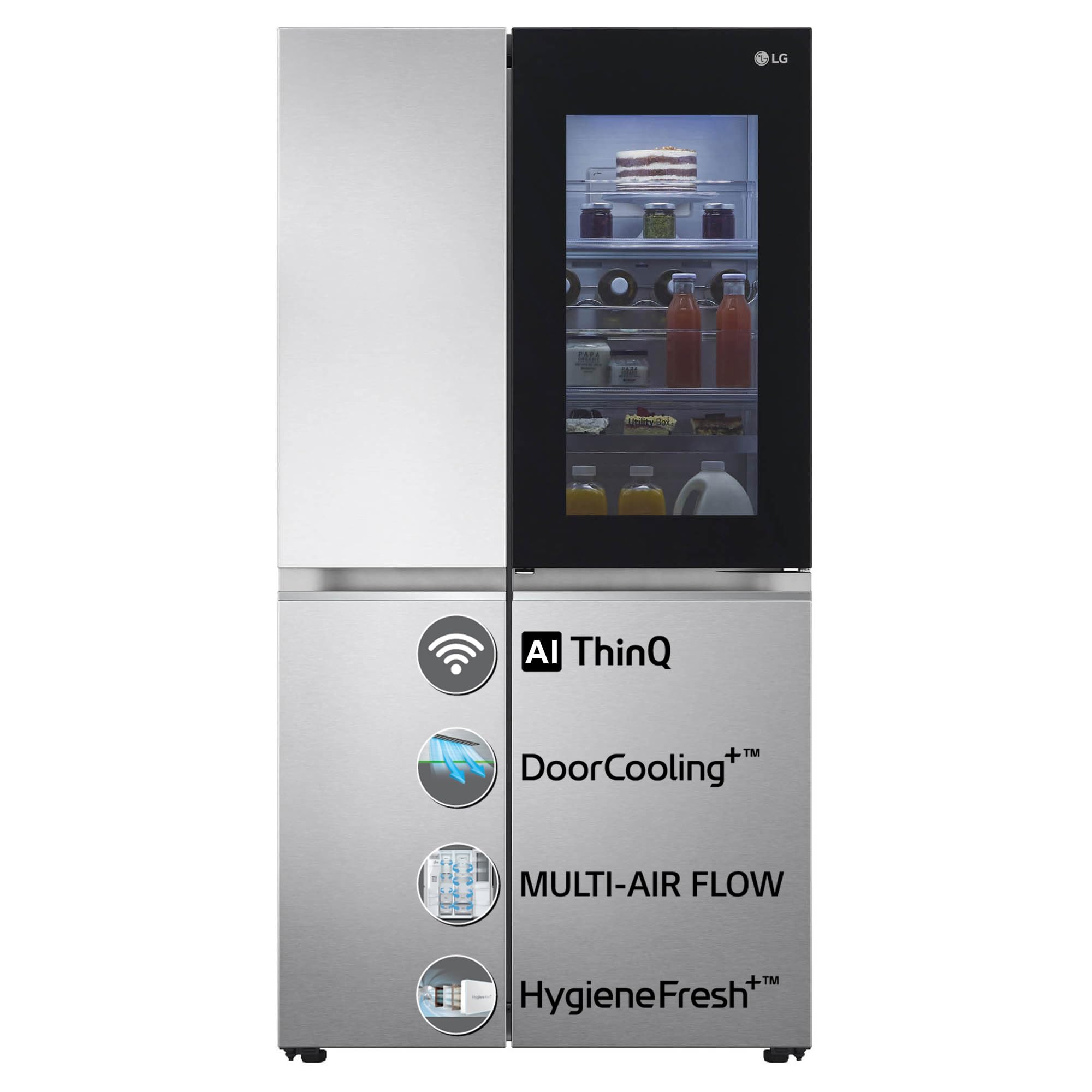 LG 655 L Frost-Free Inverter Compressor Wi-Fi Side-By-Side Door Refrigerator (GL-Q257BBSX, New Noble Steel, Door Cooling+, Hygiene Fresh+, Multi Air Flow with Insta View Door-in-Door, 2023 Model)