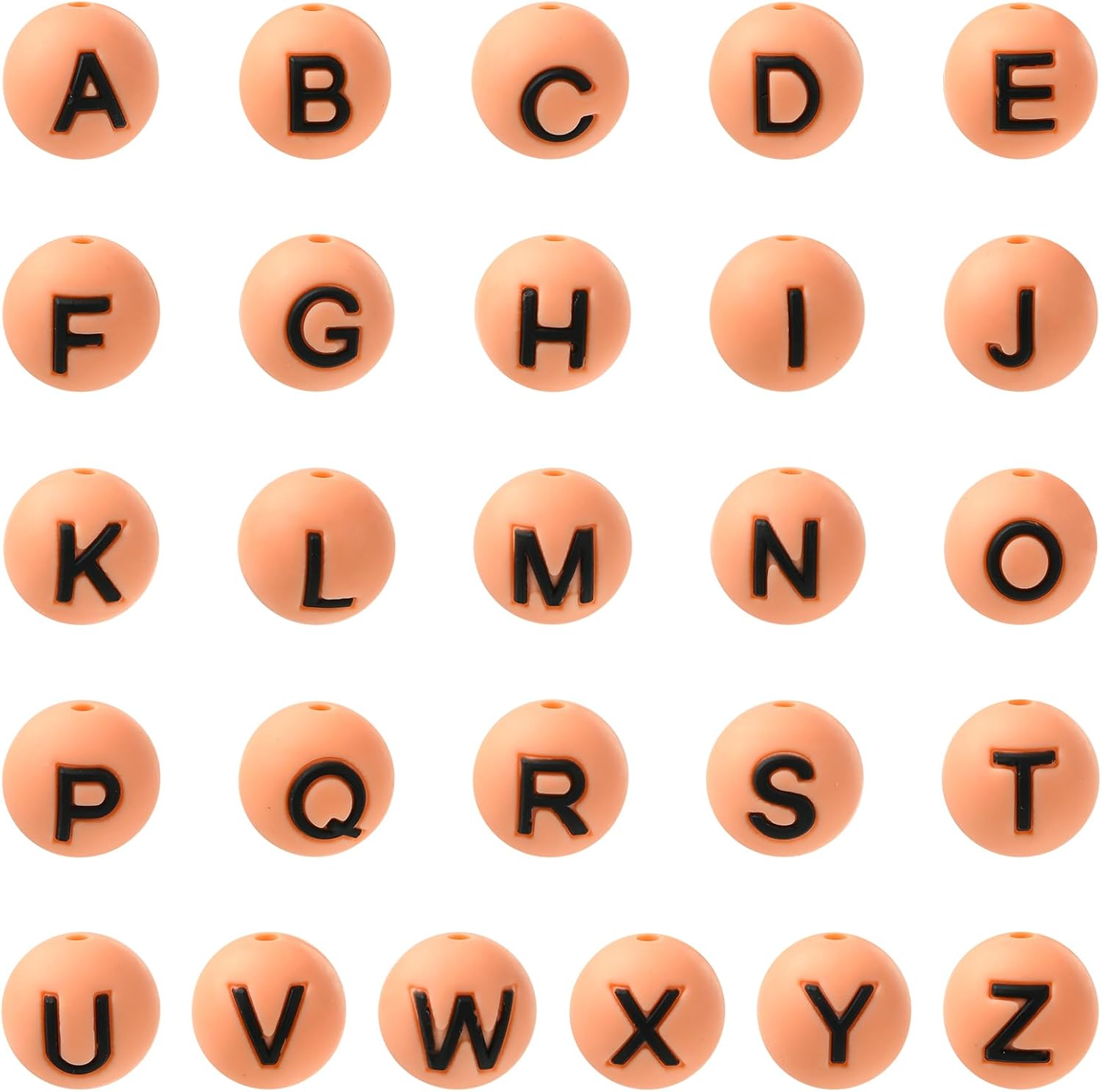 104 Pcs Silicone Letter Beads for Bracelets 15mm Round A-Z Alphabet Beads Bulk for Pens Keychain Lanyards DIY Crafts Jewelry Making(Orange)