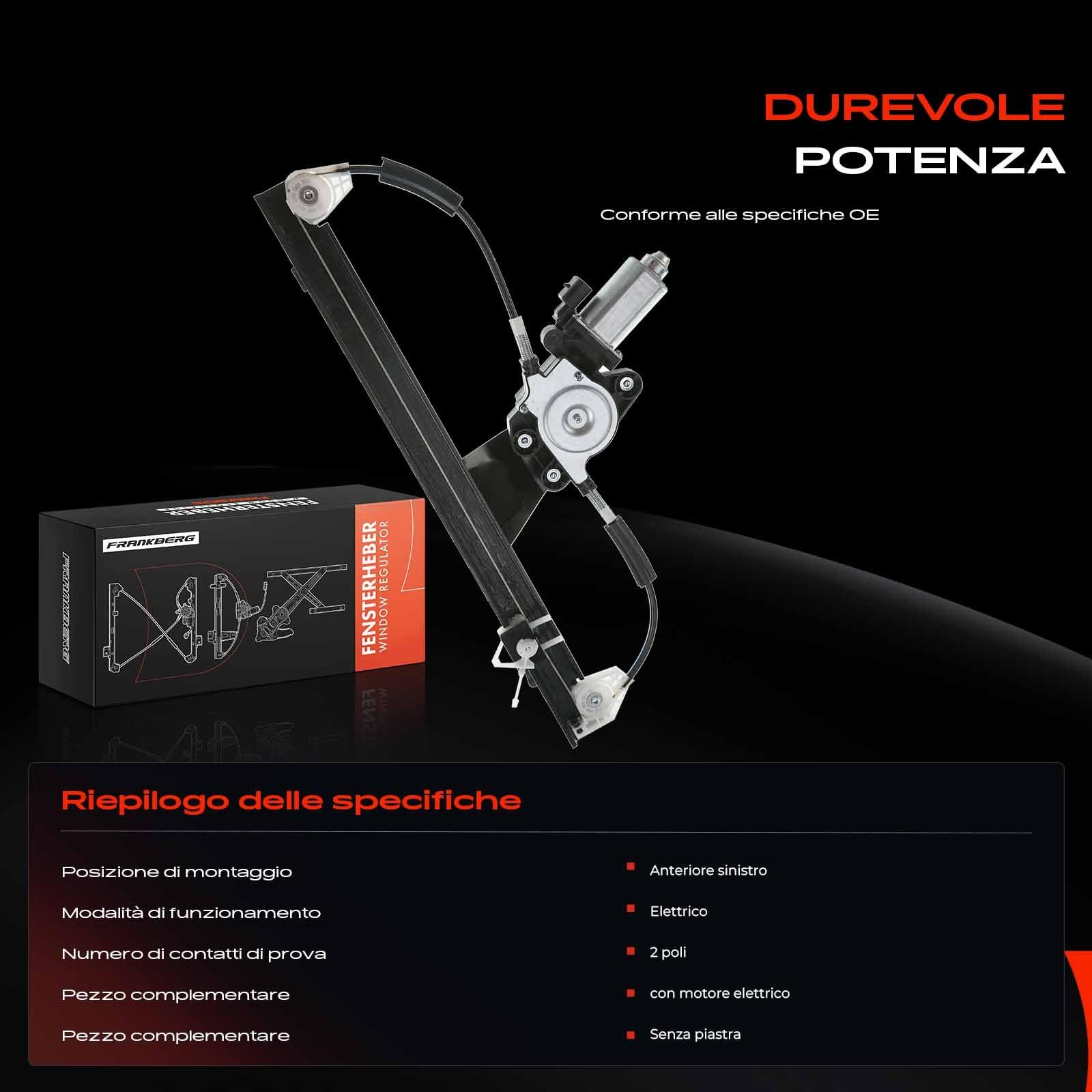 Frankberg Alzacristalli elettrico Con motore Anteriore sinistro per Doblo 119 223 MPV Tutti I motori 2003-2010