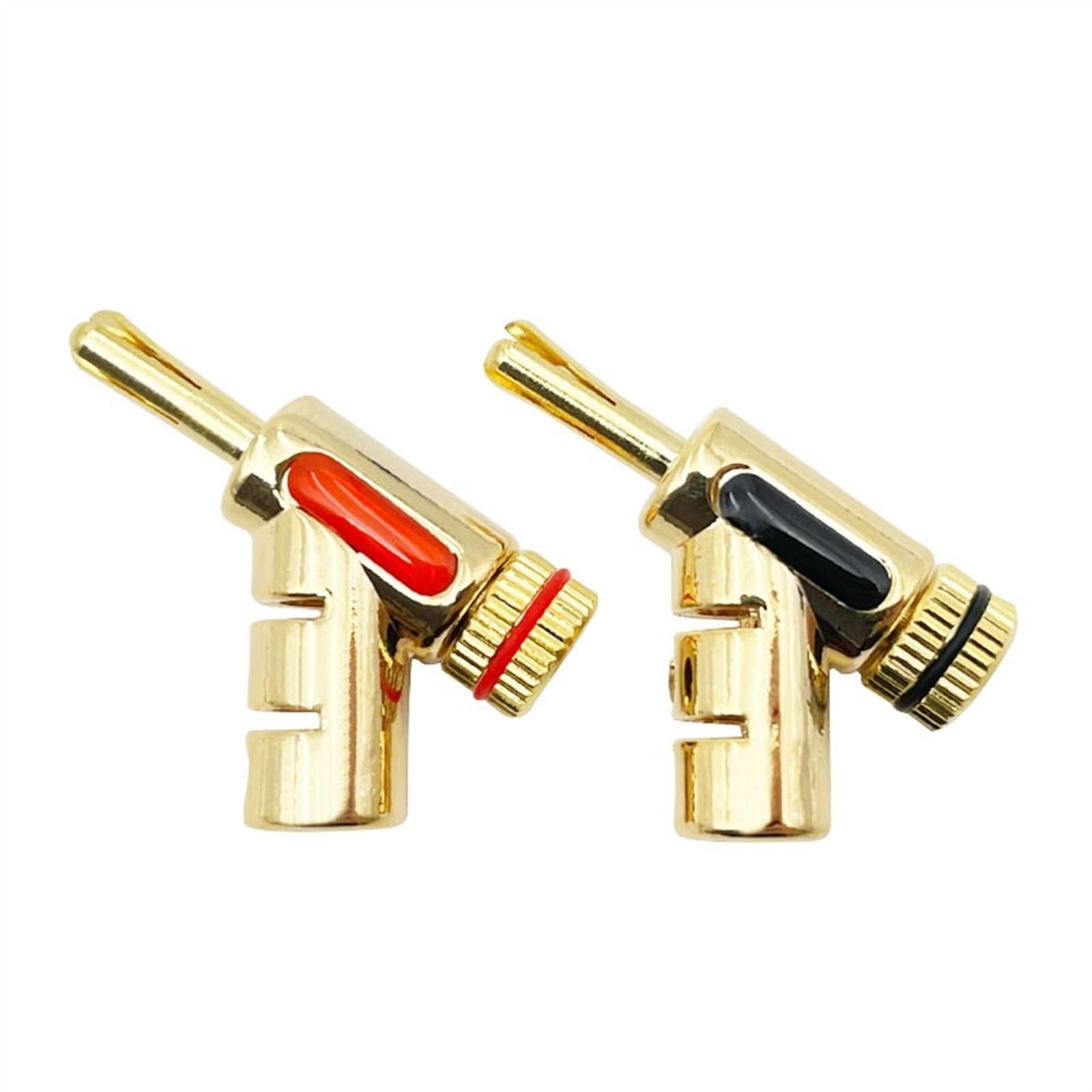 Connecteurs Banane plaqués Or 24K, fiche Banane à Verrouillage 45 degrés for câble de Haut-Parleur, 8 pièces/4 Paires(Black 8PCS)