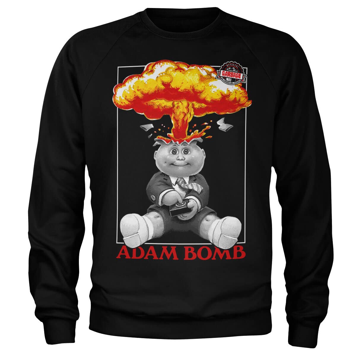 Garbage Pail Kids Unisex Kids Black Officially Licensed Adam Bomb Sweatshirt (Black), Large
