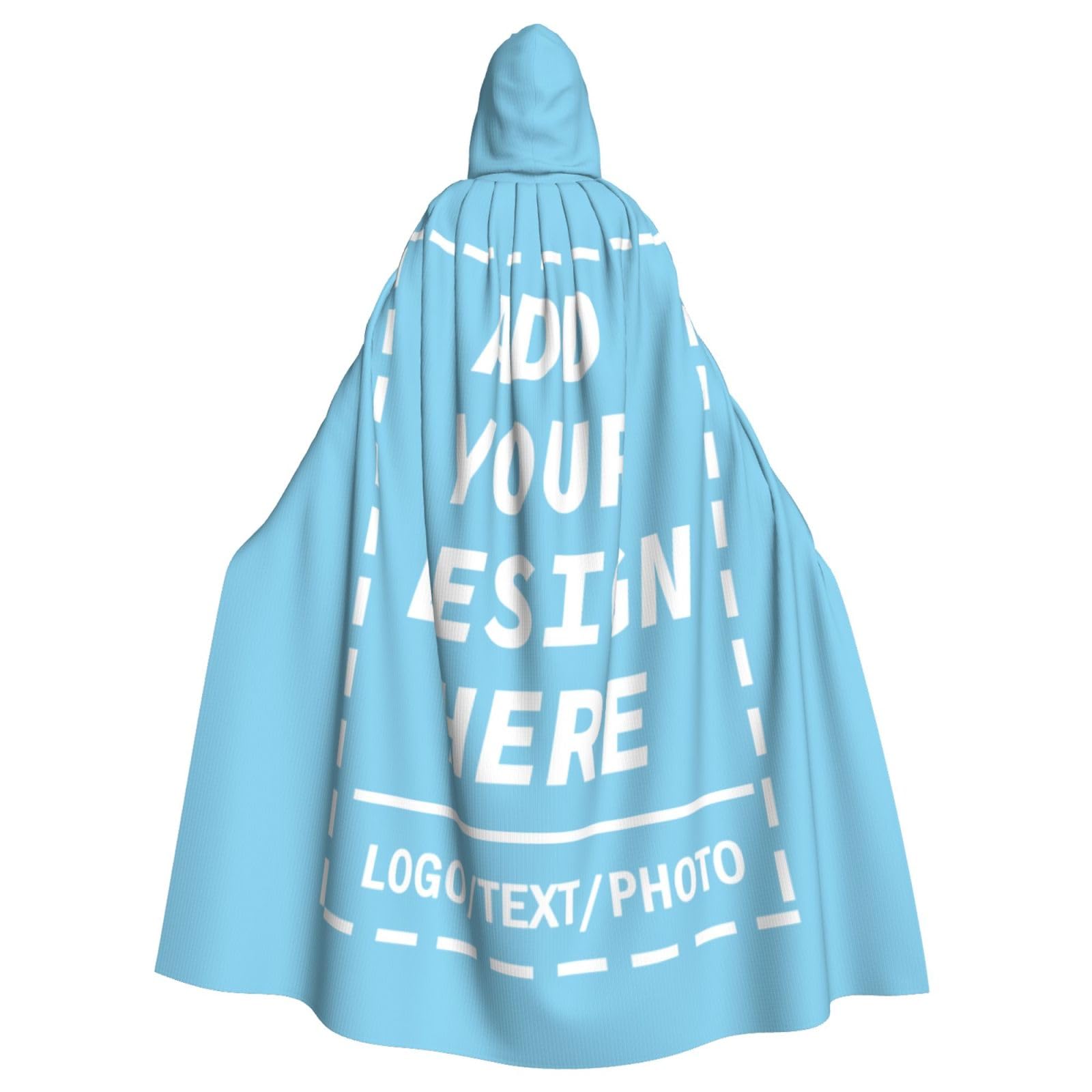 Custom Cape with Photo Personalised Black Cloak with Hood Custom Witches Cape Cosplay with Image Text Name Funny Gifts Accessories Adult Fancy Dress Costume for Masquerade, Halloween, Family Party