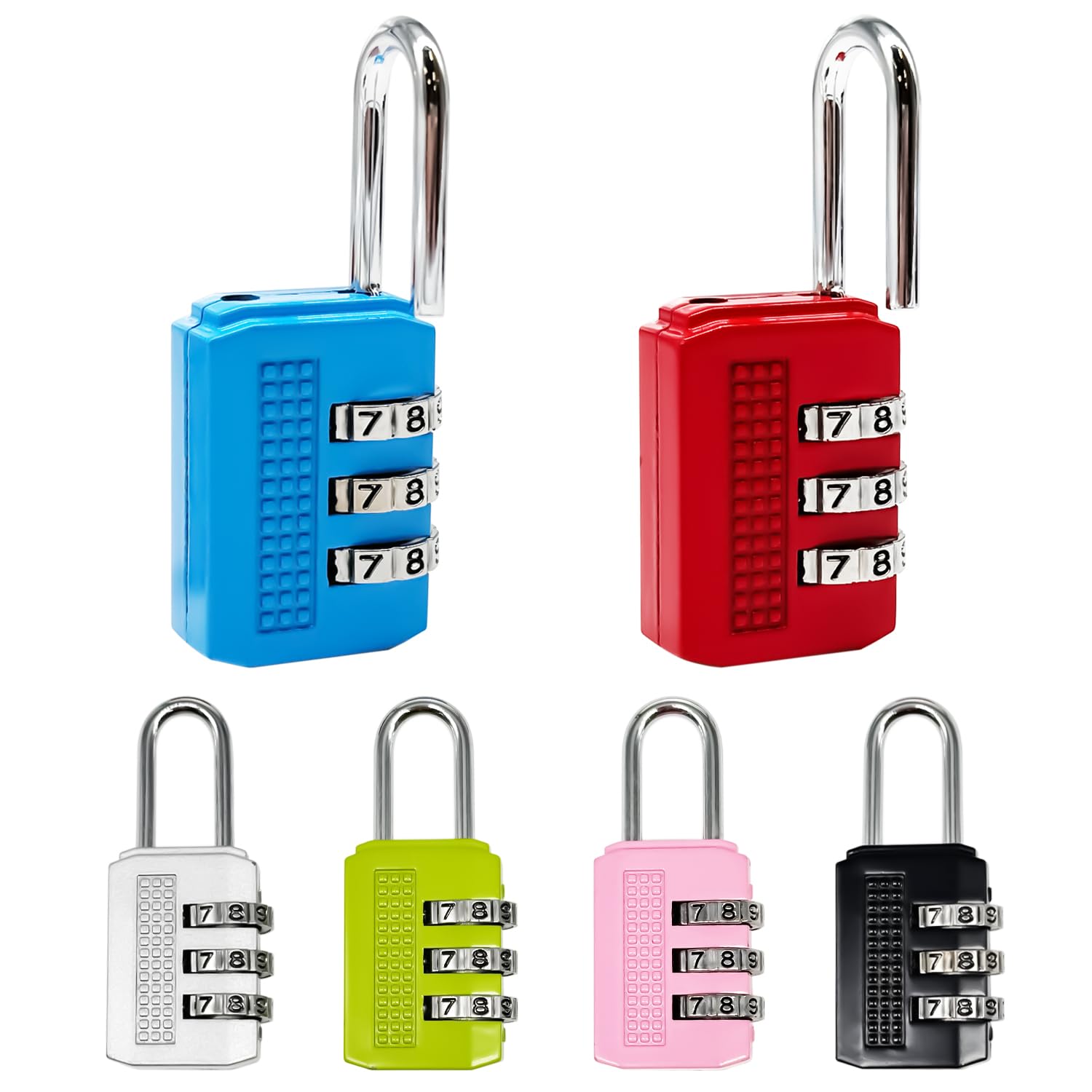 zDwfDc 6 Pack Locks for Luggage, 3 Digit Combination Padlocks Luggage Locks in 6 Colors Suitcase Travel Locks DD024