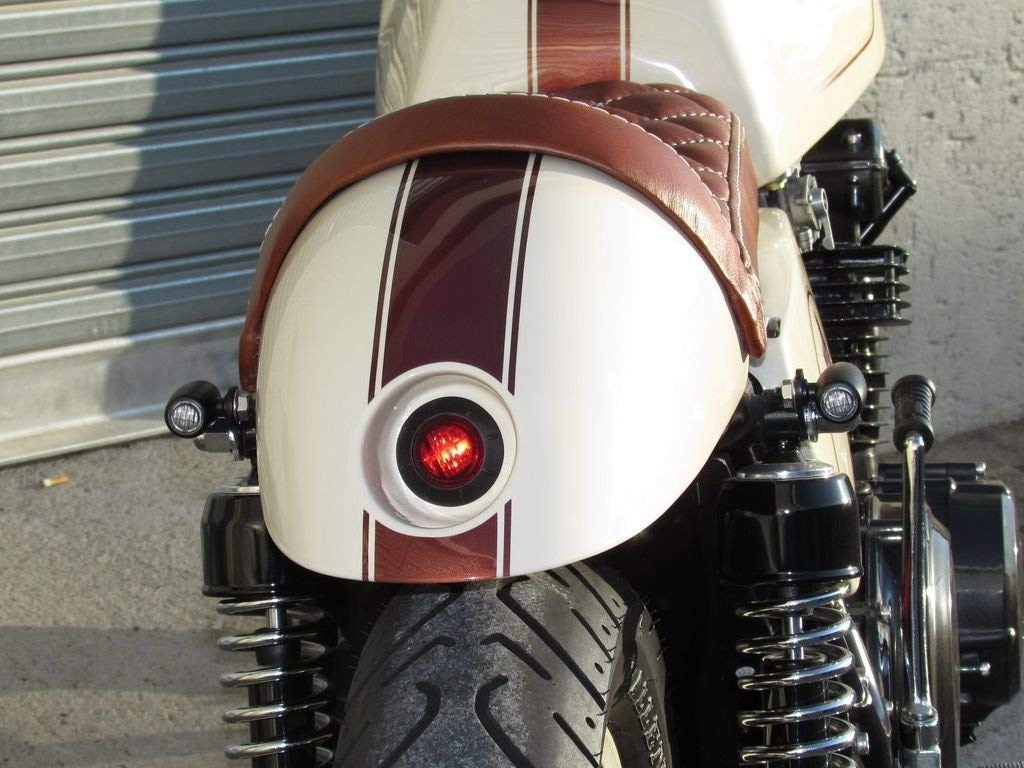 Rond Moto LED Feu Rouge Feu Arrière - 2" 50mm pour Garde-Boue Arrière - Encastré pour Cafe Racer Street Scrambler Projet