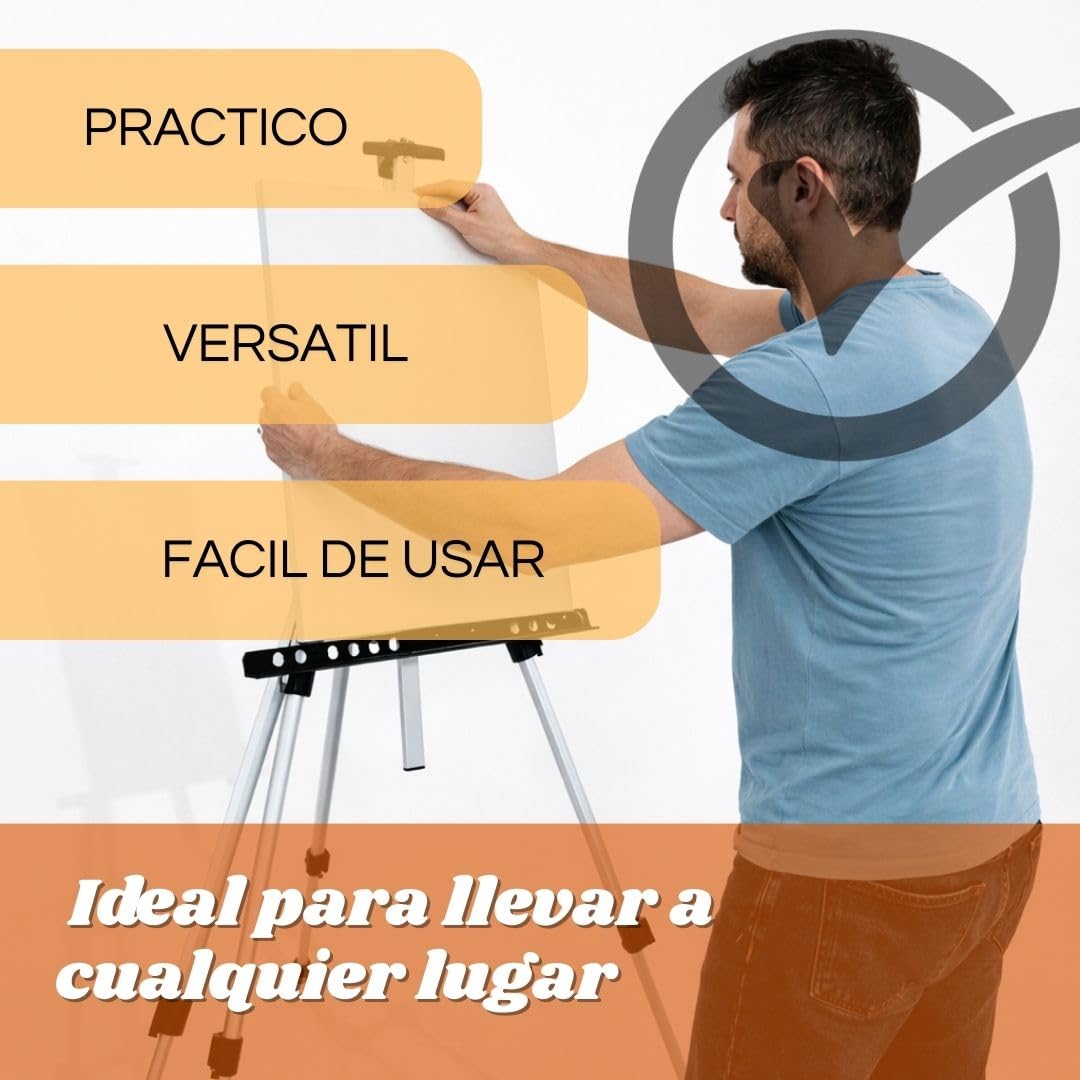 Weida | Caballete De Pintura Regulable Y Plegable | De Aluminio Con Forma De Trípode | Perfecto Para Lienzos | Caballete Regulable Plegable | Trípode Artístico Ajustable Hasta 160 Cm | Color Plata