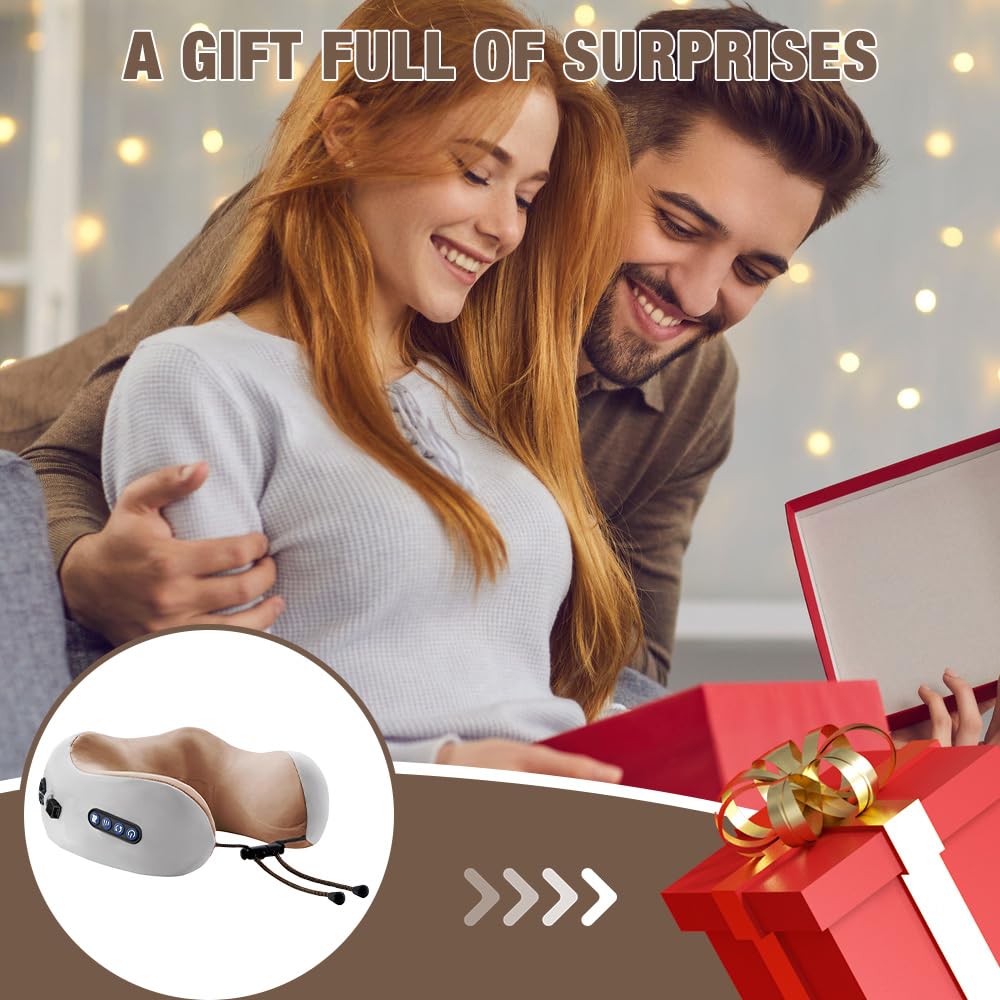 Almohada de Masaje Cuello, 3 Modos Masajeador Cervical Eléctrico, Almohada de Masaje en Forma de U, para la casa, oficina, viajes