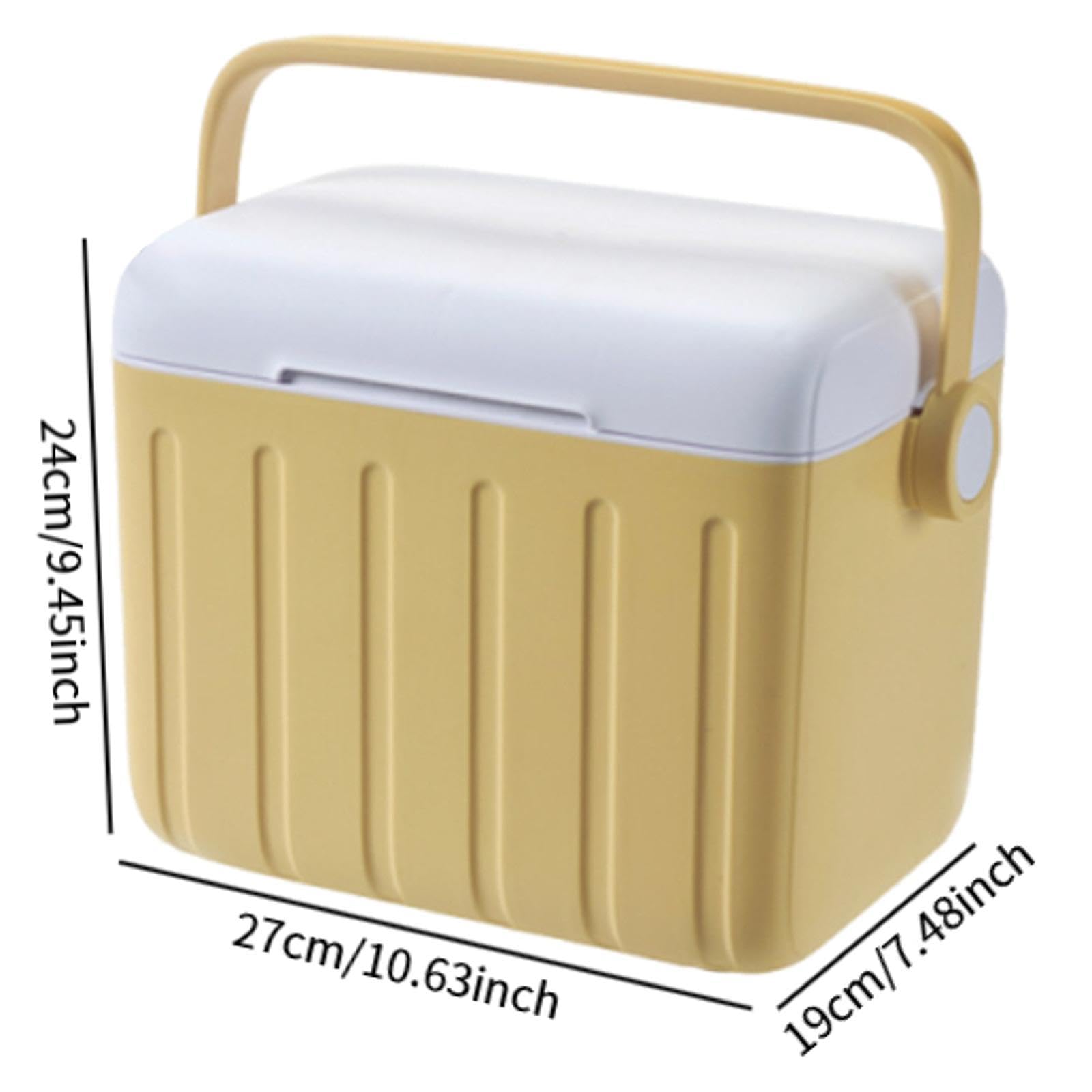 kowaku Cooler Box Hot/Cold Retention Cooler with Handle Personal Storage Container Ice Box for Beach Indoor Picnic Party Commercial, Cream Yellow