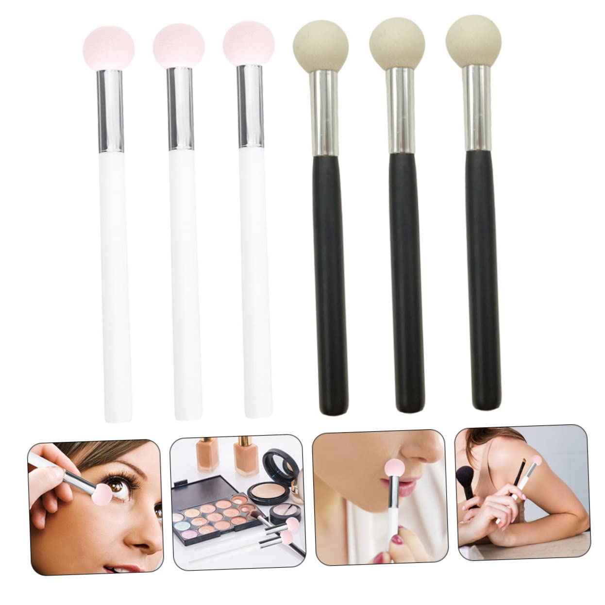 POPETPOP 24pezzi Pennelli Correttori e Spugnette Per Trucco Testa Spugna Per Fondotinta e e Strumenti Cosmetici Professionali Per Make-up e Applicazione Di Polvere