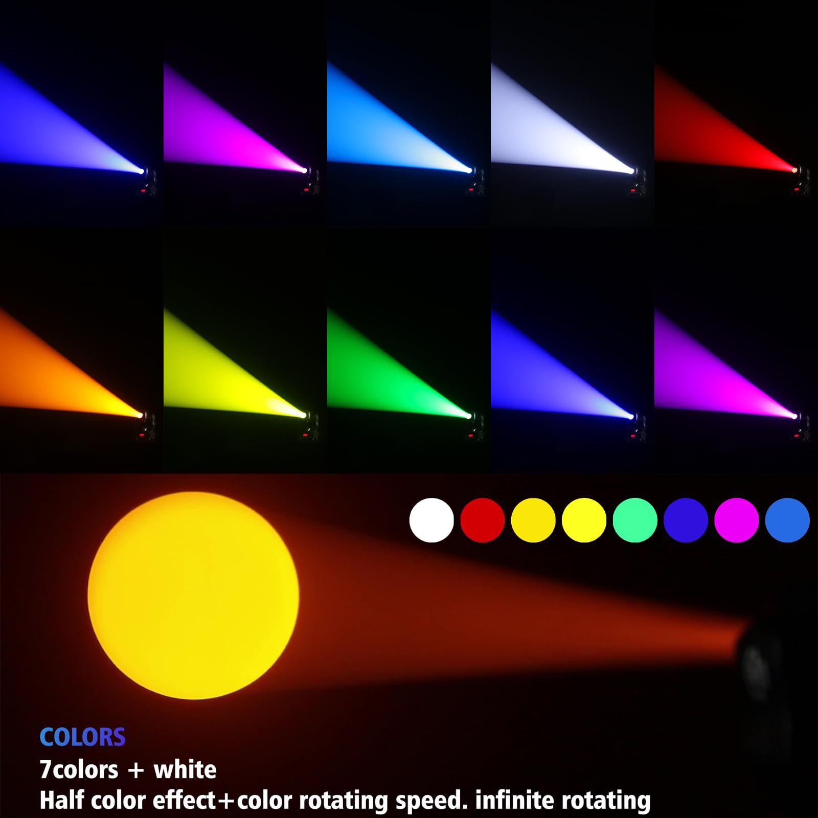 Luci da palcoscenico DMX 512 a testa mobile da 75 W, 8 gobo, 8 colori, con suono attivato, per feste, karaoke, matrimoni, discoteche, eventi, DJ (1 confezione)