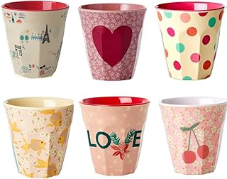 Rice Servizio 6 Bicchieri da Acqua in melamina Fantasia Cuore